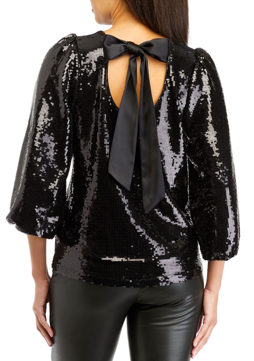 Womens Tie Back Sequin Top