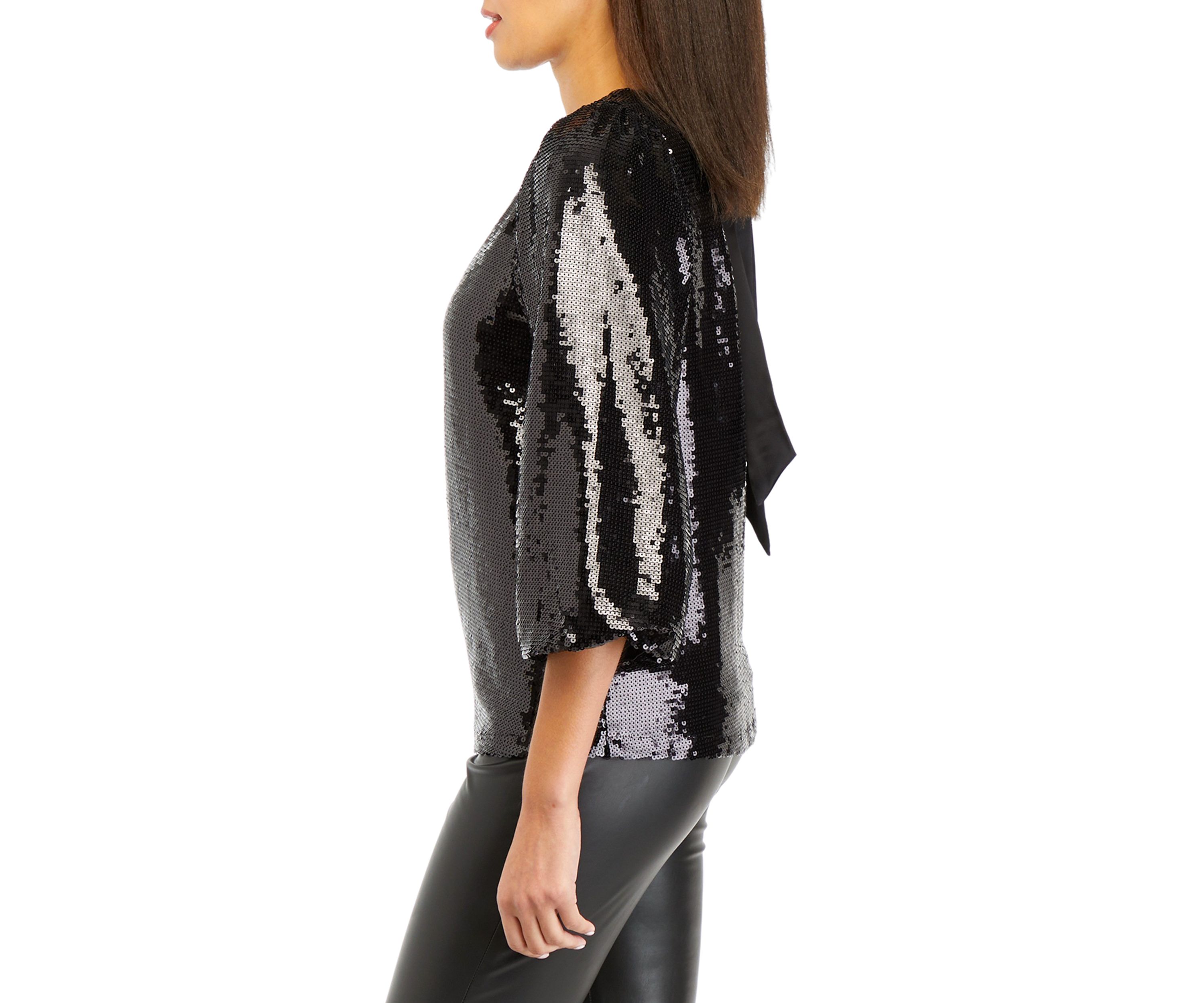 Womens Tie Back Sequin Top