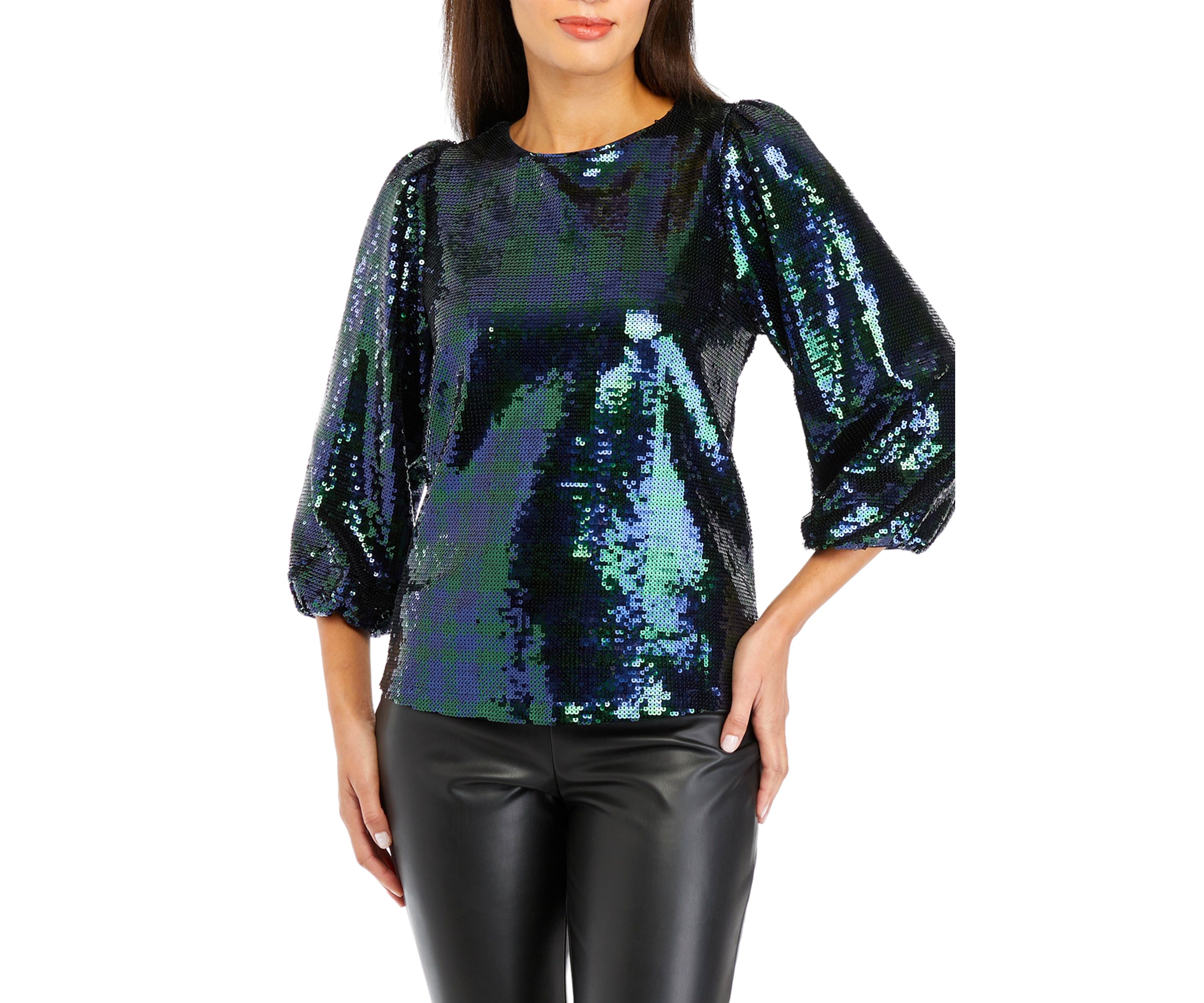 Womens Tie Back Sequin Top