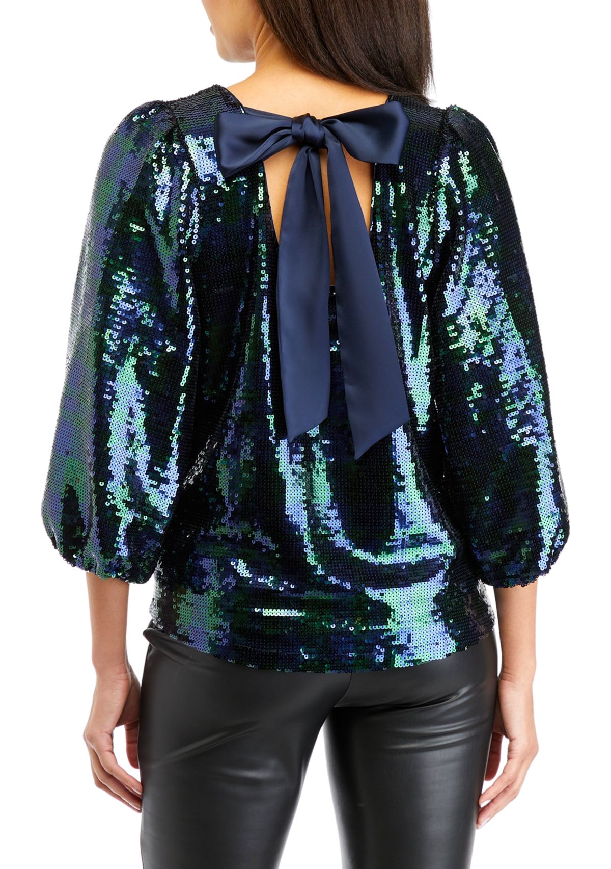 Womens Tie Back Sequin Top