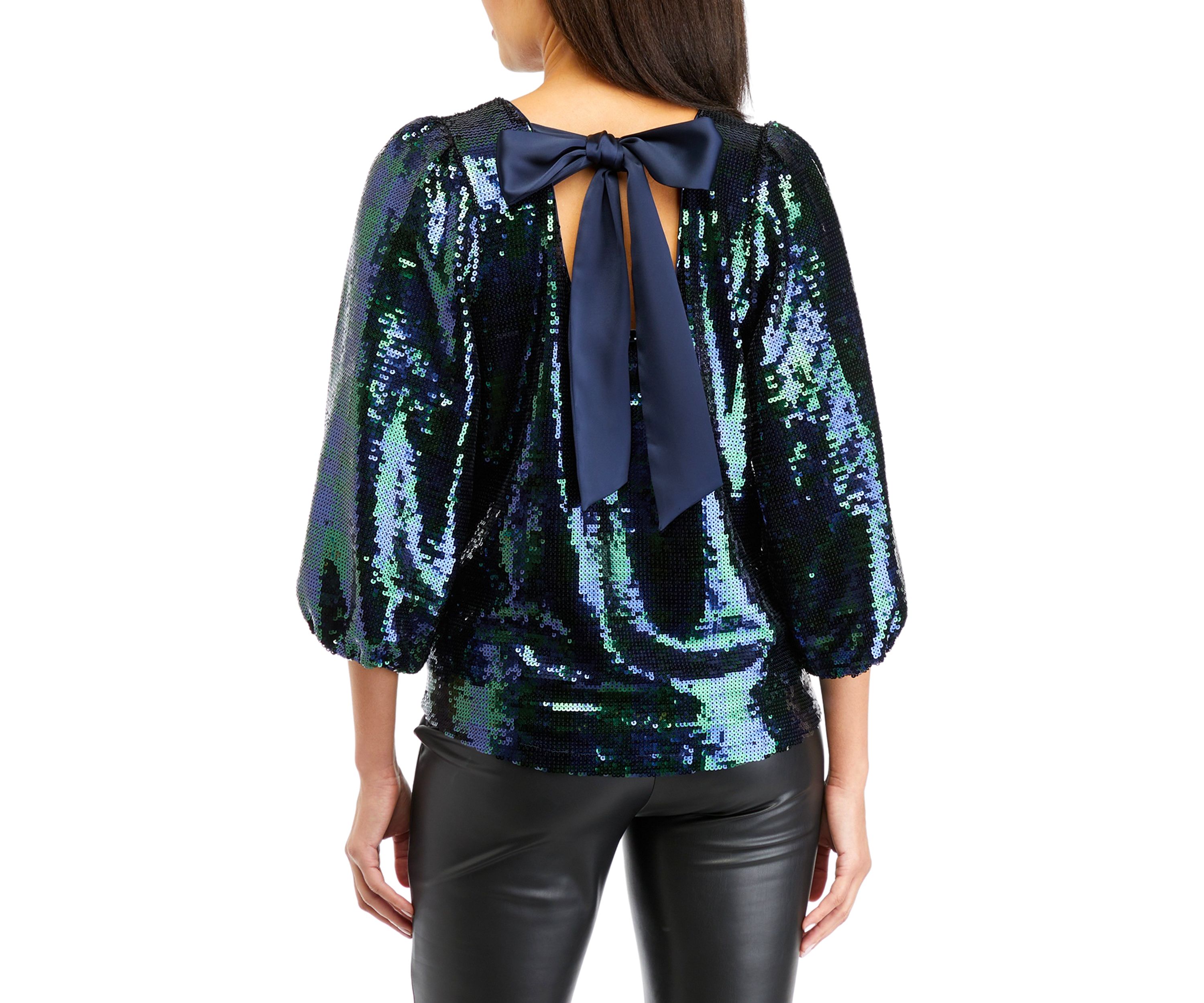 Womens Tie Back Sequin Top