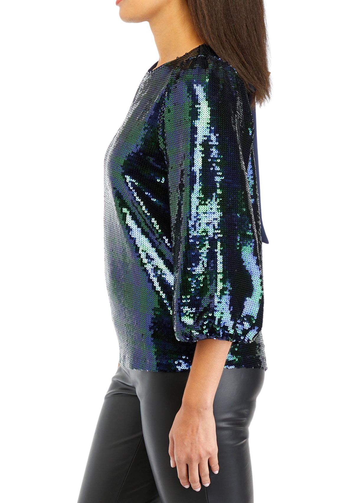 Womens Tie Back Sequin Top