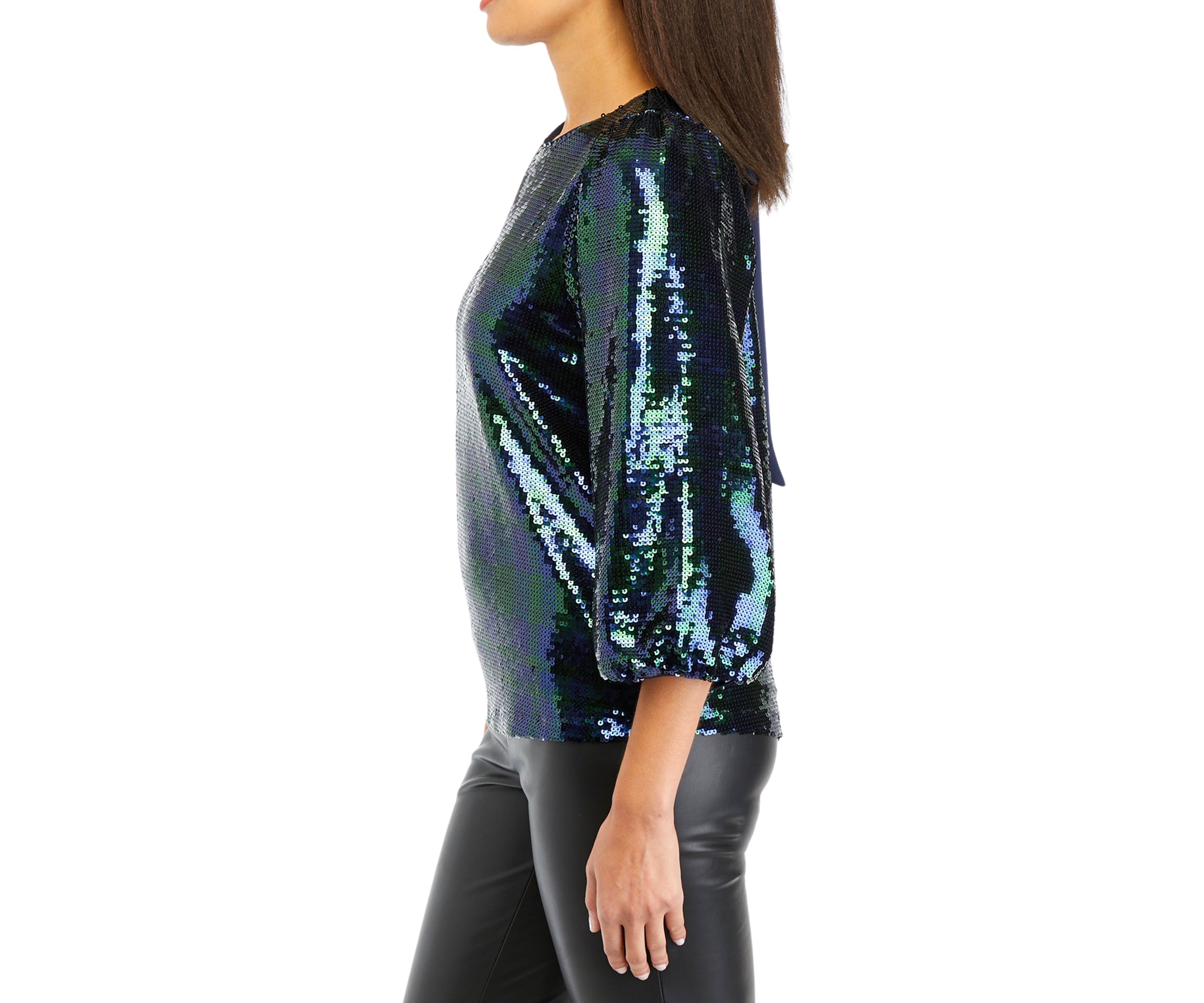 Womens Tie Back Sequin Top