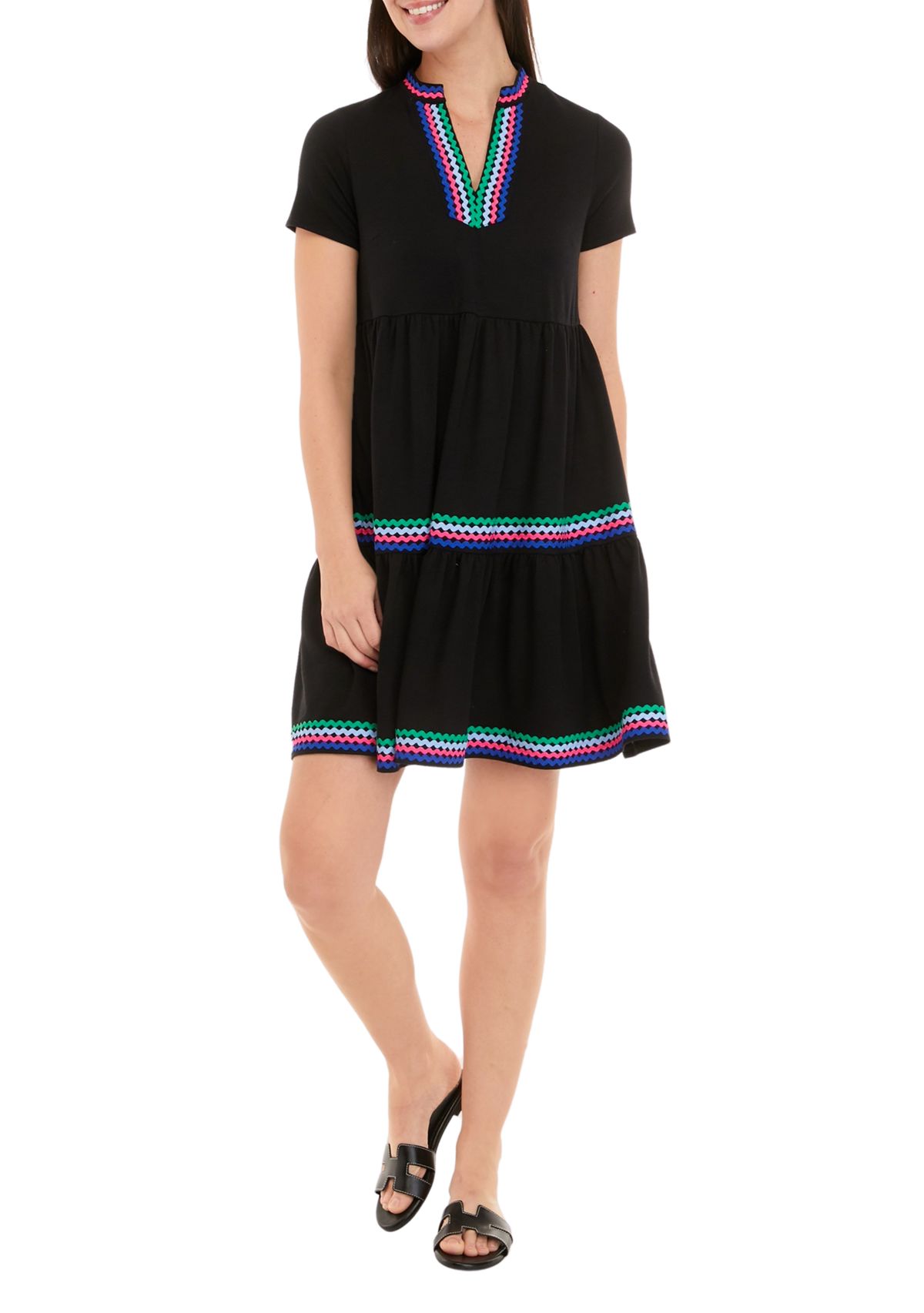 Womens Short Sleeve Tiered Dress