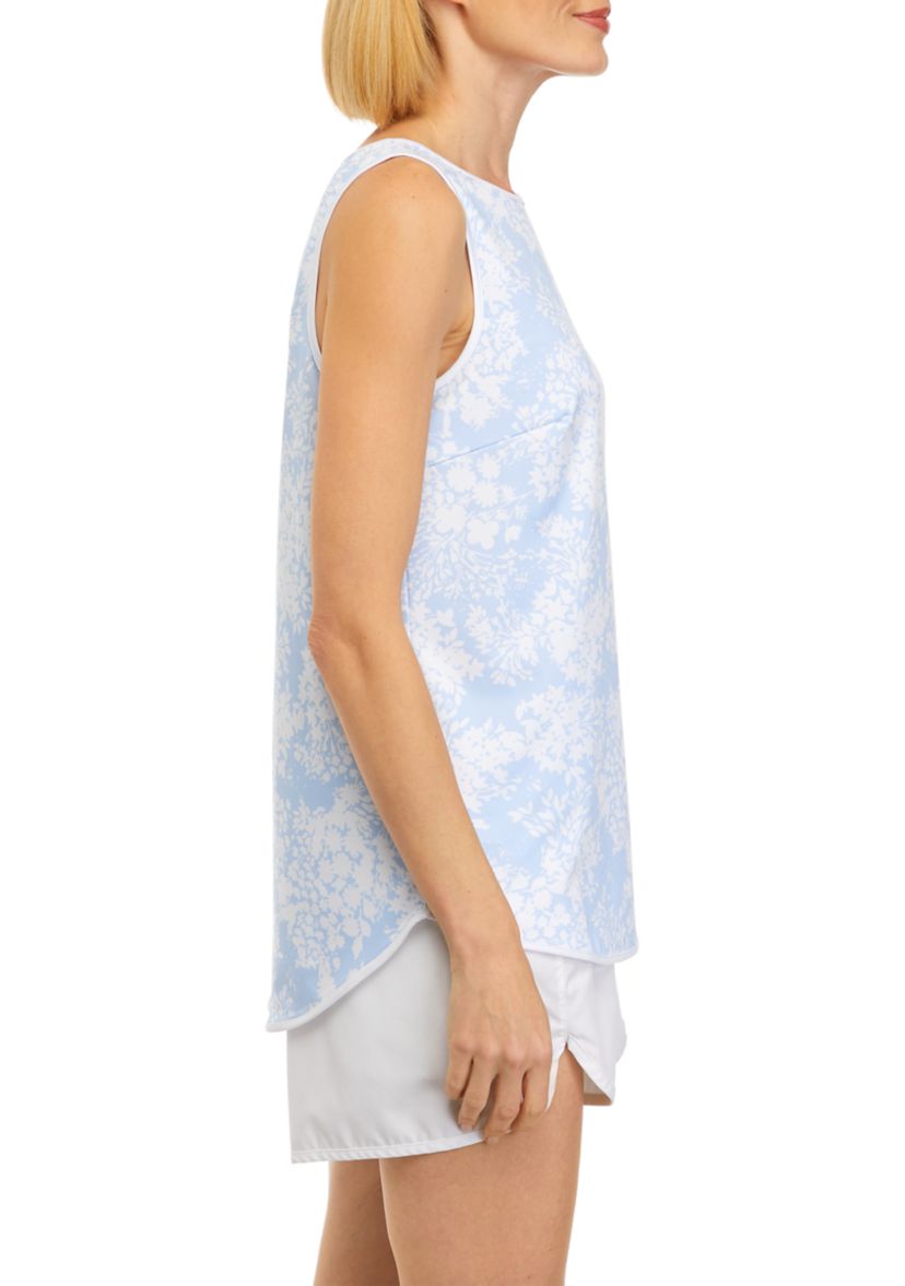 Womens Sleeveless Scallop Printed Tank Top