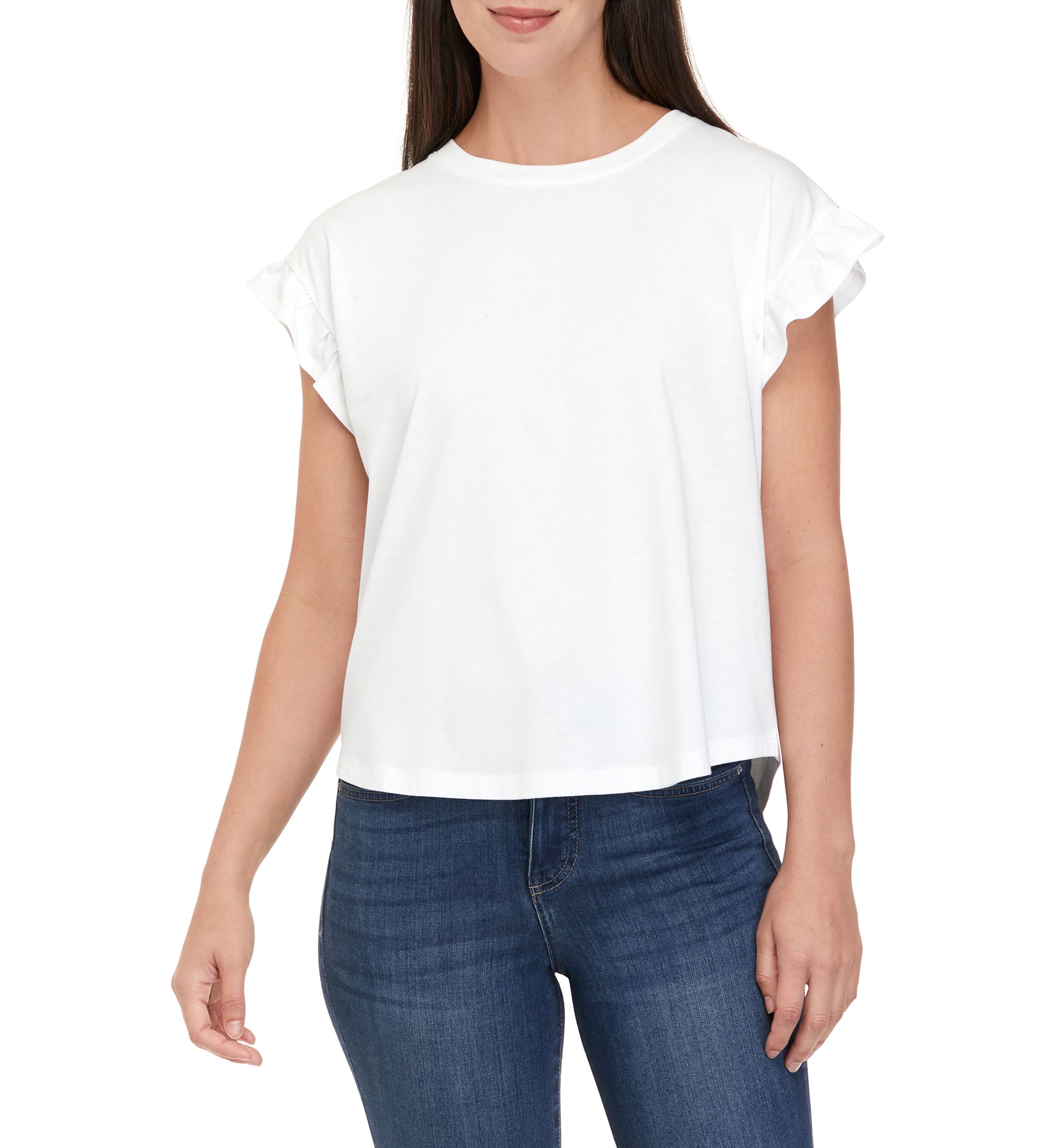 Womens Short Sleeve Ruffle T-Shirt