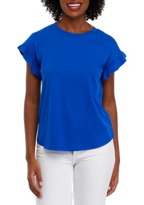 Womens Short Sleeve Ruffle T-Shirt
