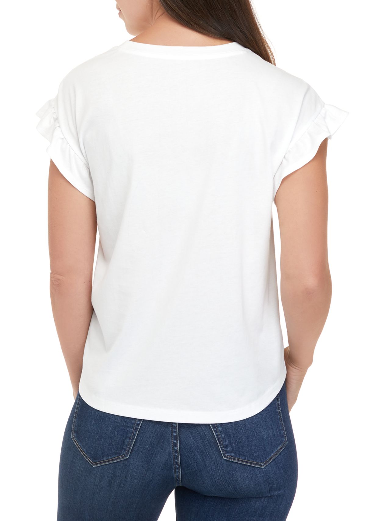 Womens Short Sleeve Ruffle T-Shirt