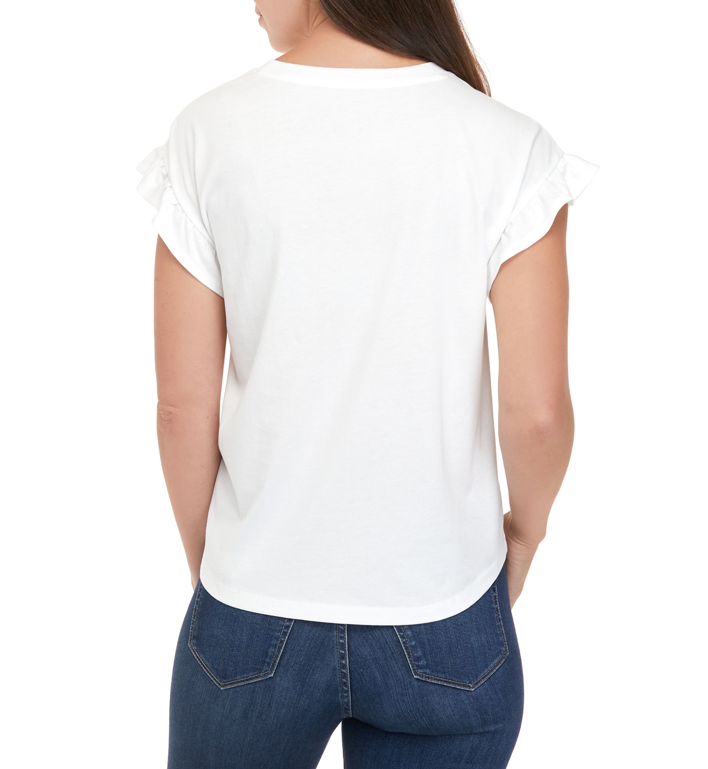 Womens Short Sleeve Ruffle T-Shirt