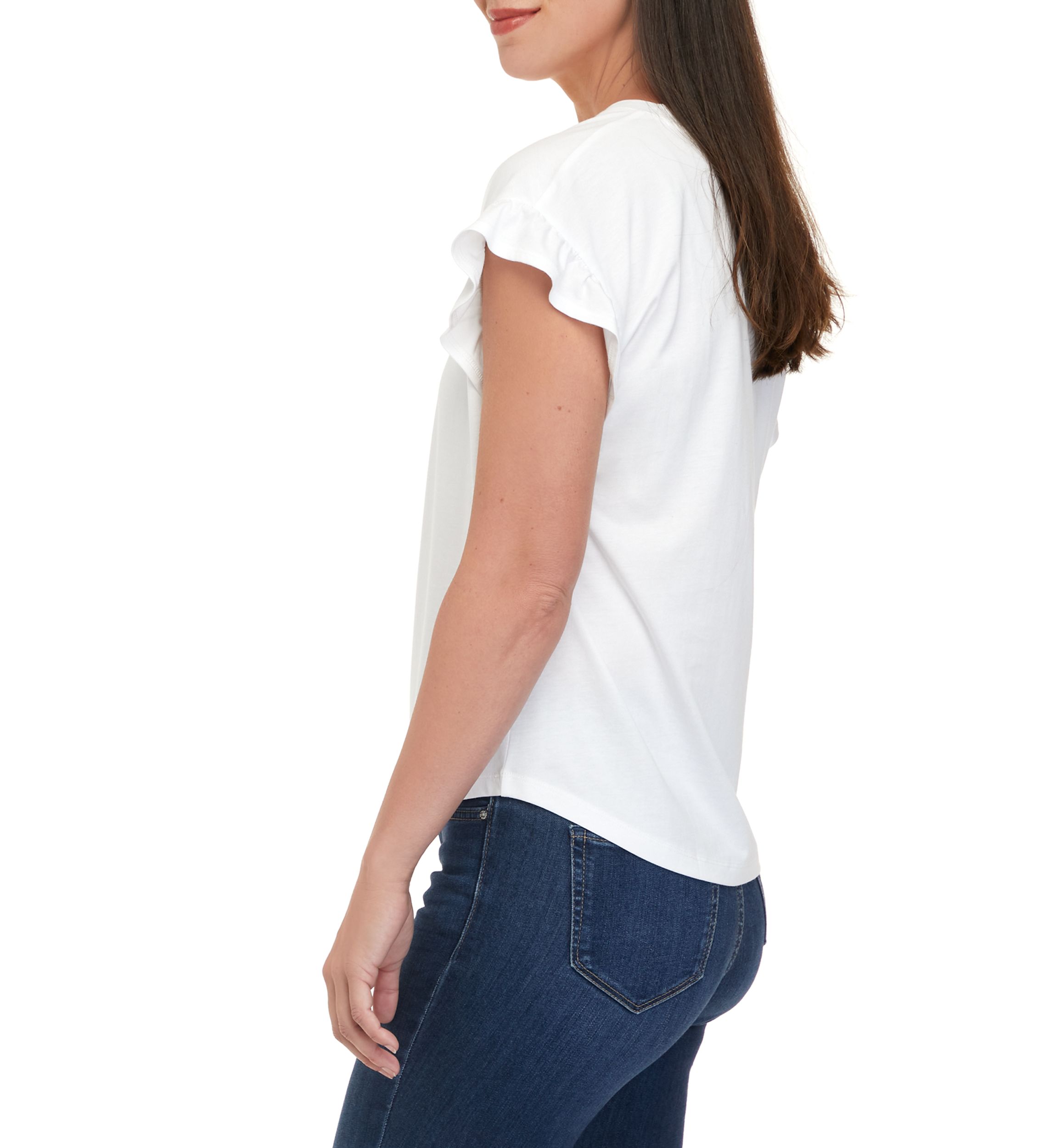 Womens Short Sleeve Ruffle T-Shirt