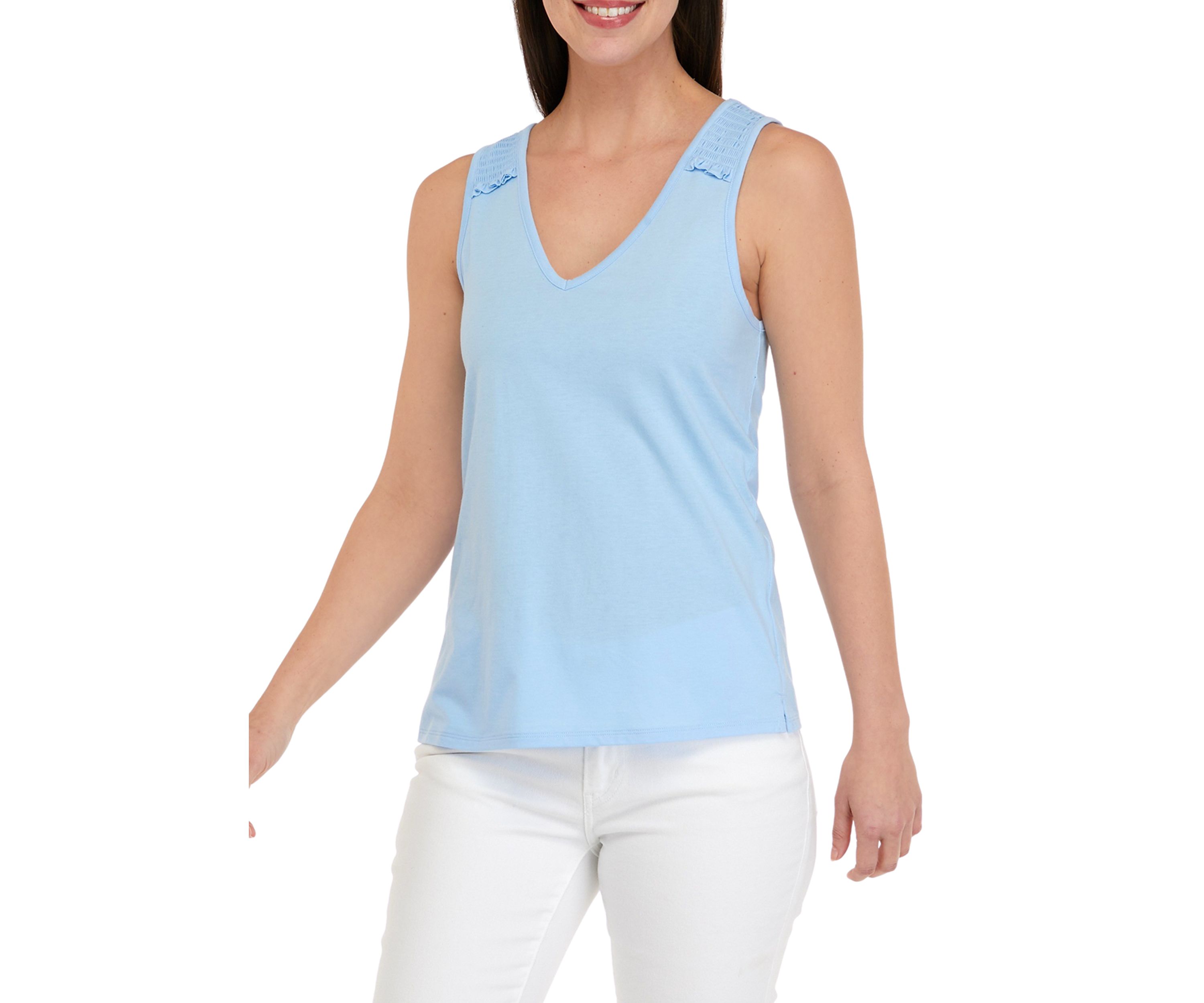 Womens Smock Shoulder Solid Tank Top