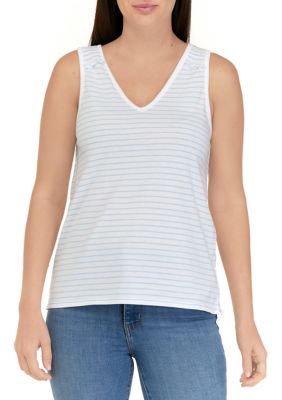 Crown & Ivy Women's Smocked Shoulder Printed Tank Top