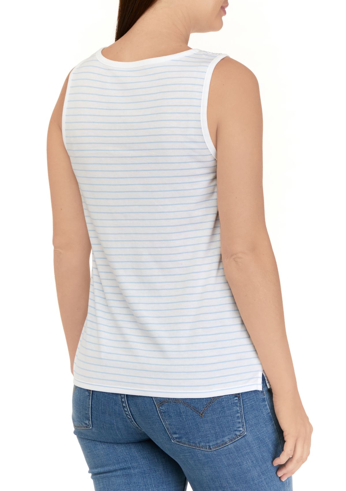 Womens Smocked Shoulder Printed Tank Top