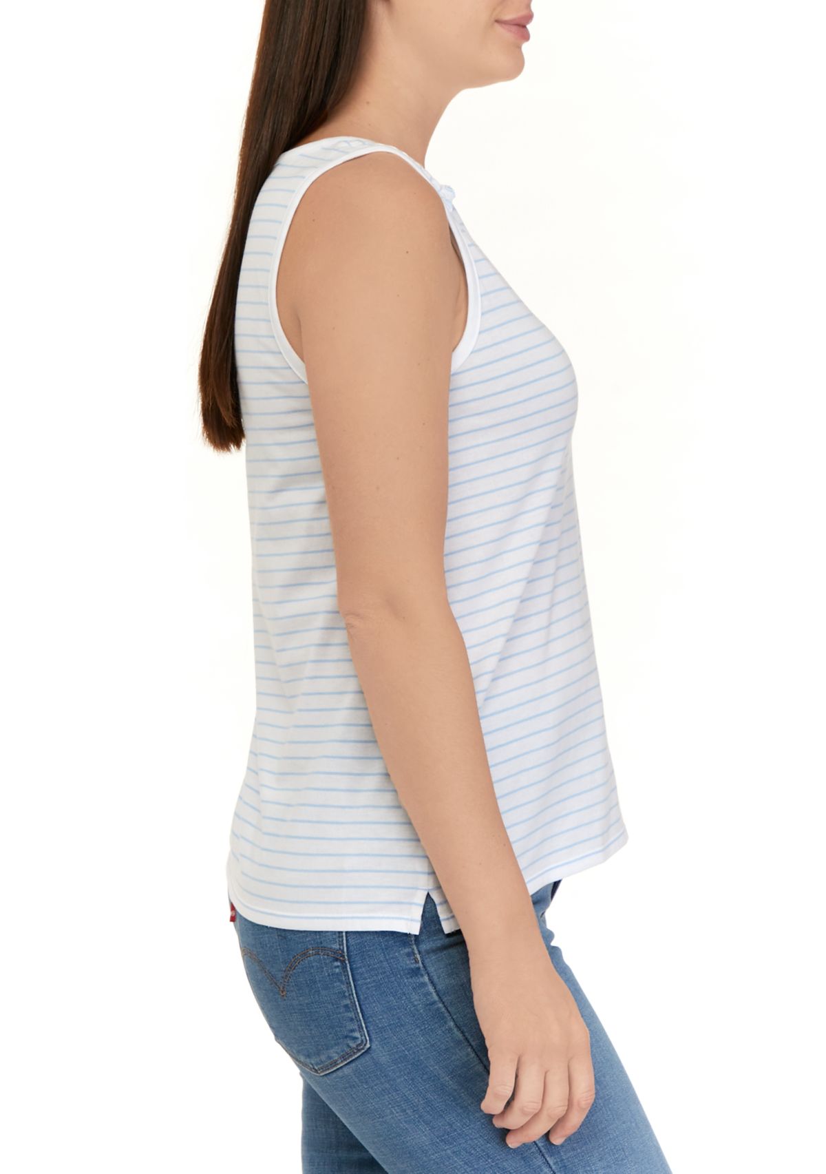 Womens Smocked Shoulder Printed Tank Top