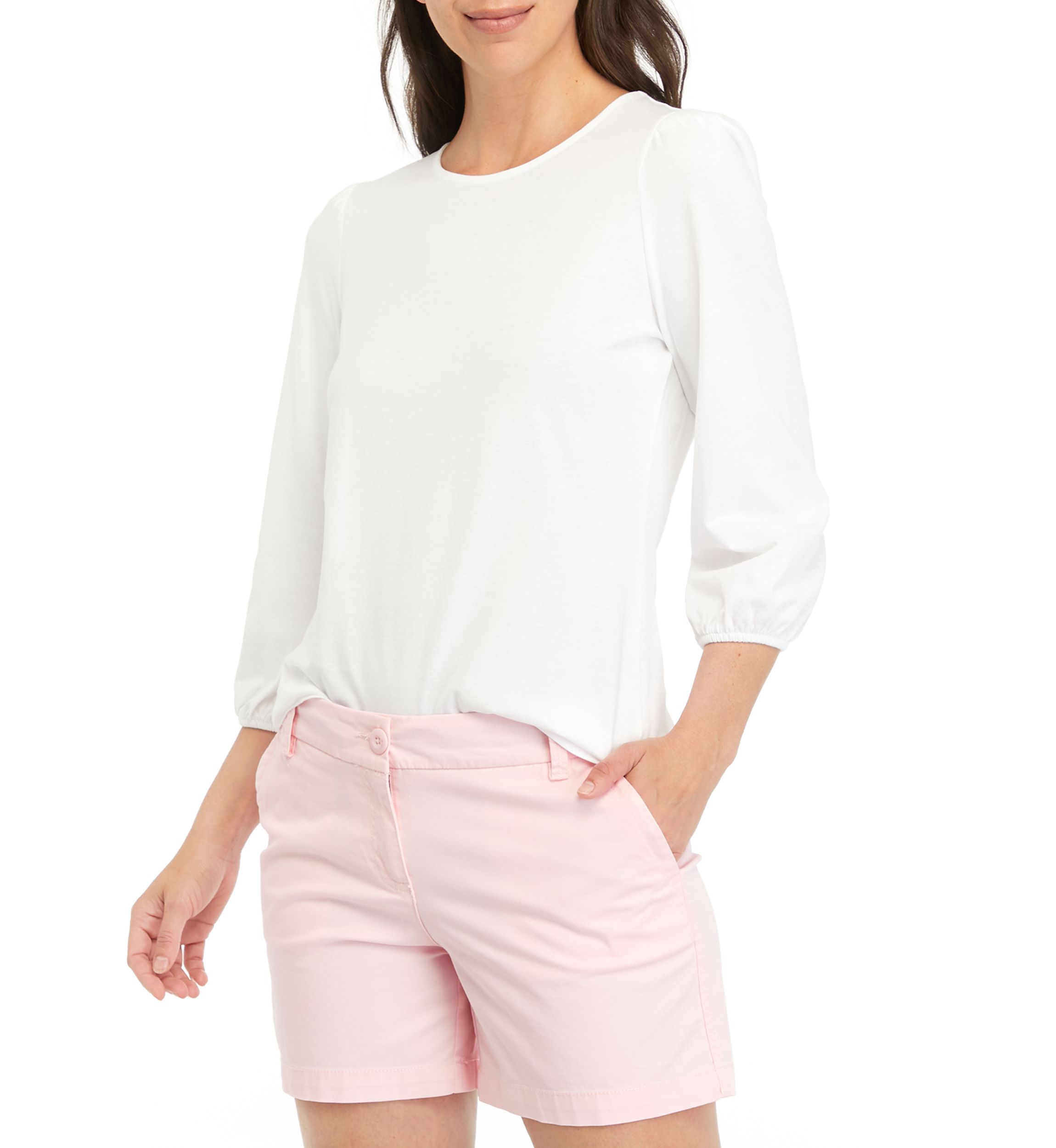 Womens Solid Puff Sleeve Blouse