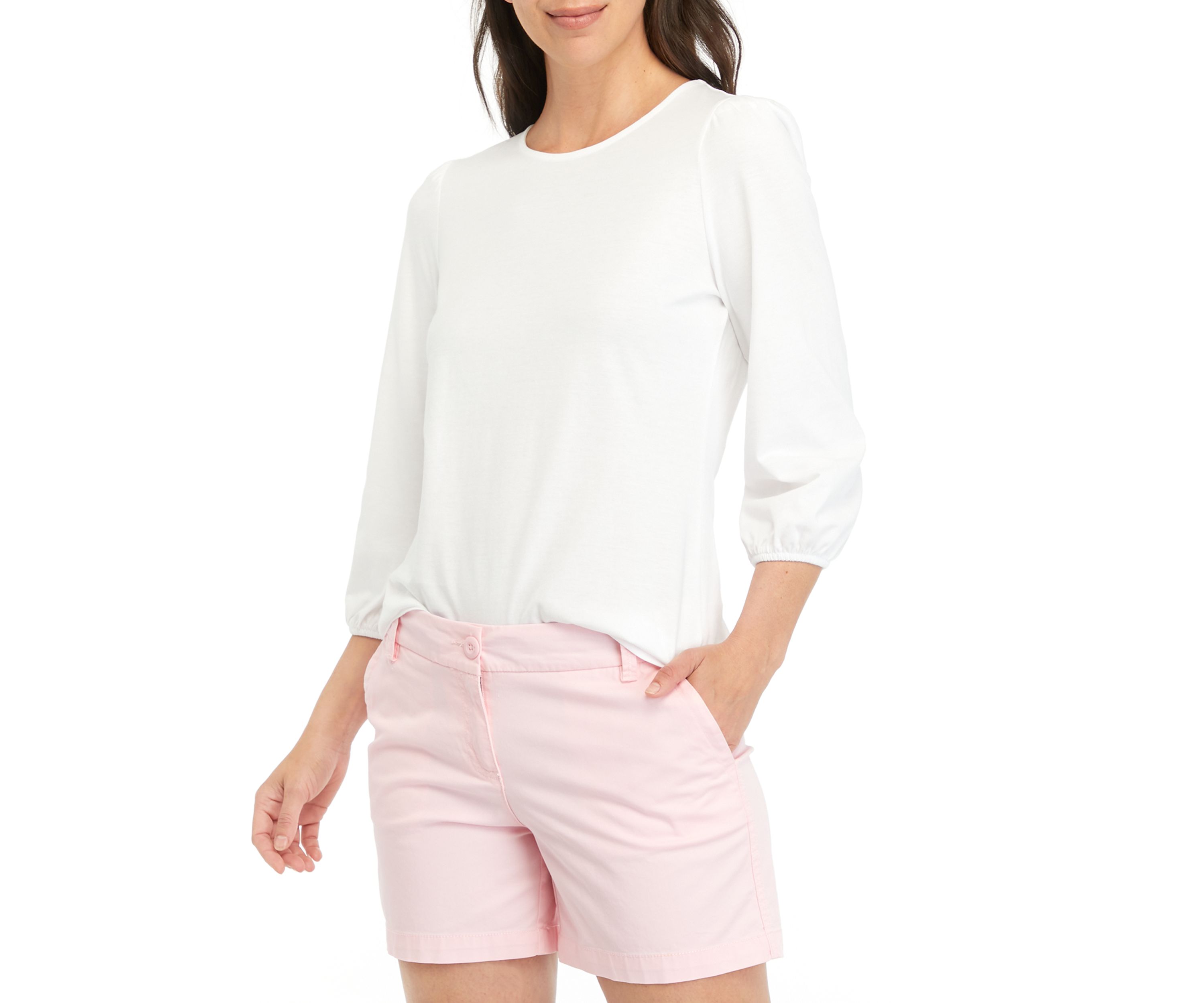 Womens Solid Puff Sleeve Blouse