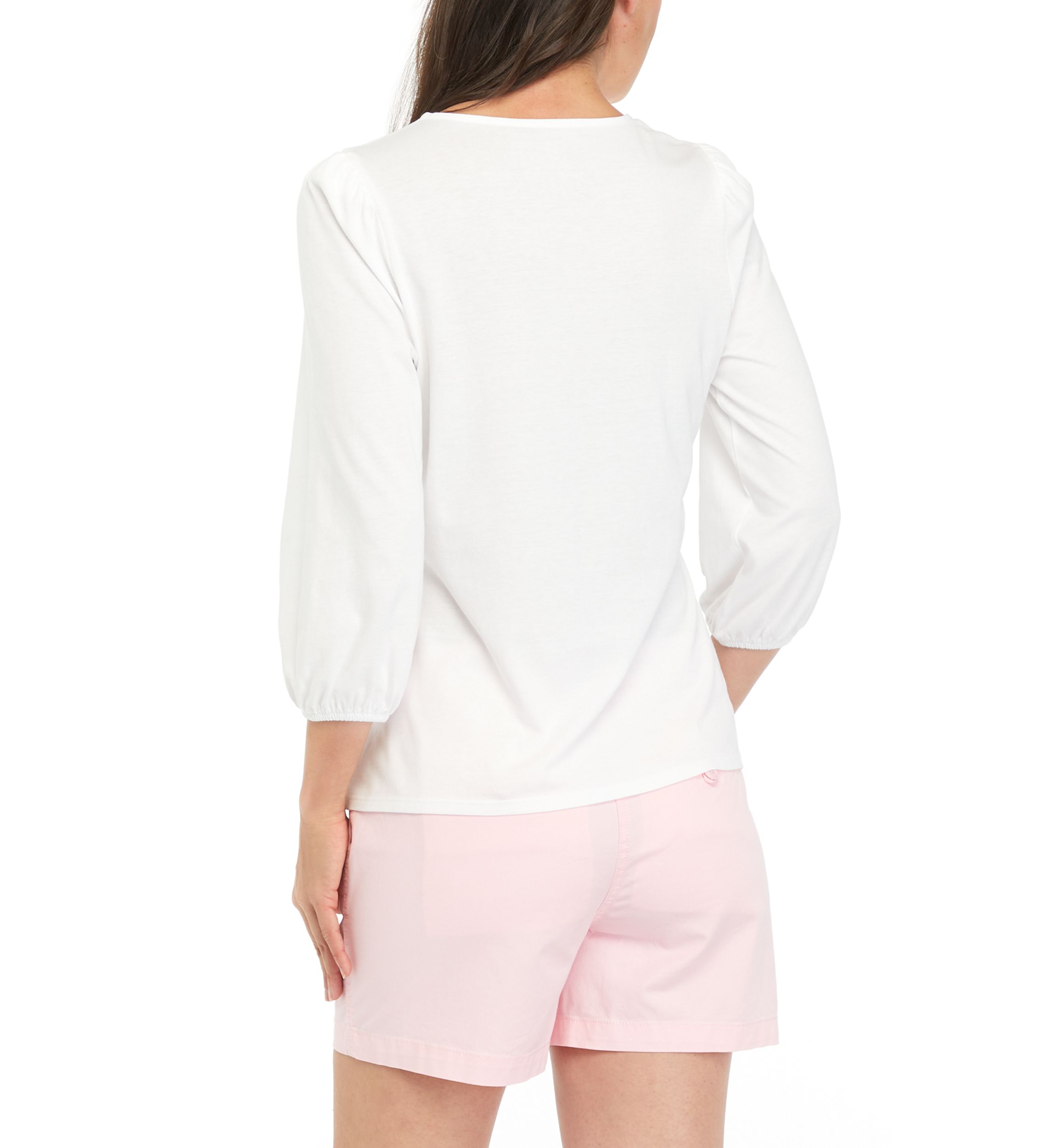 Womens Solid Puff Sleeve Blouse