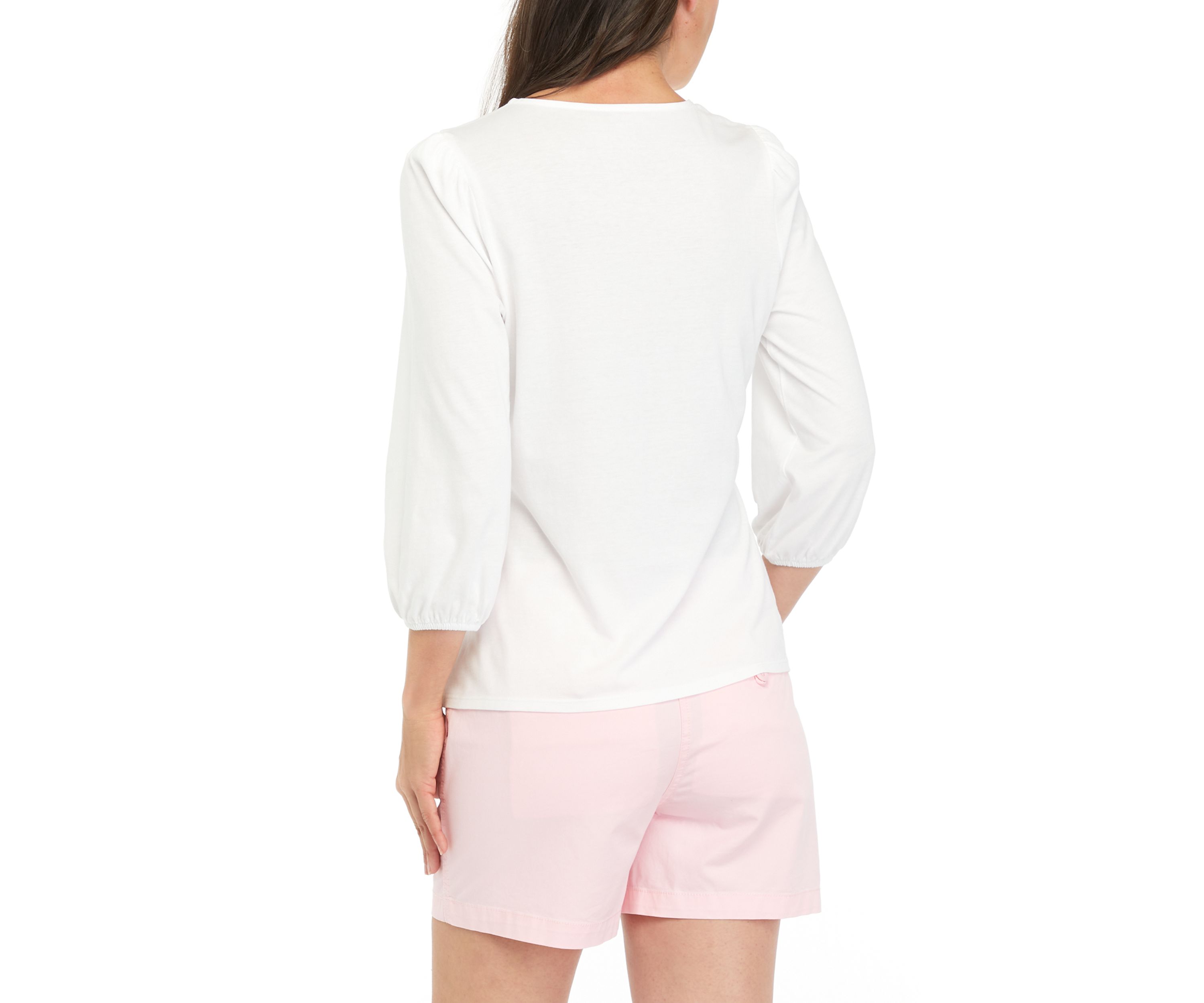 Womens Solid Puff Sleeve Blouse