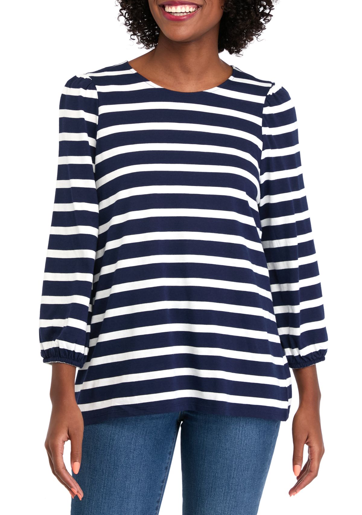 Womens Puff Sleeve Printed Top 