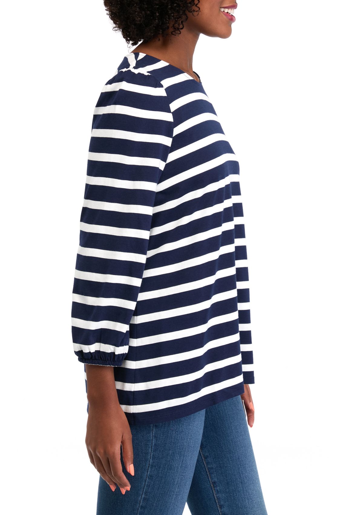 Womens Puff Sleeve Printed Top 