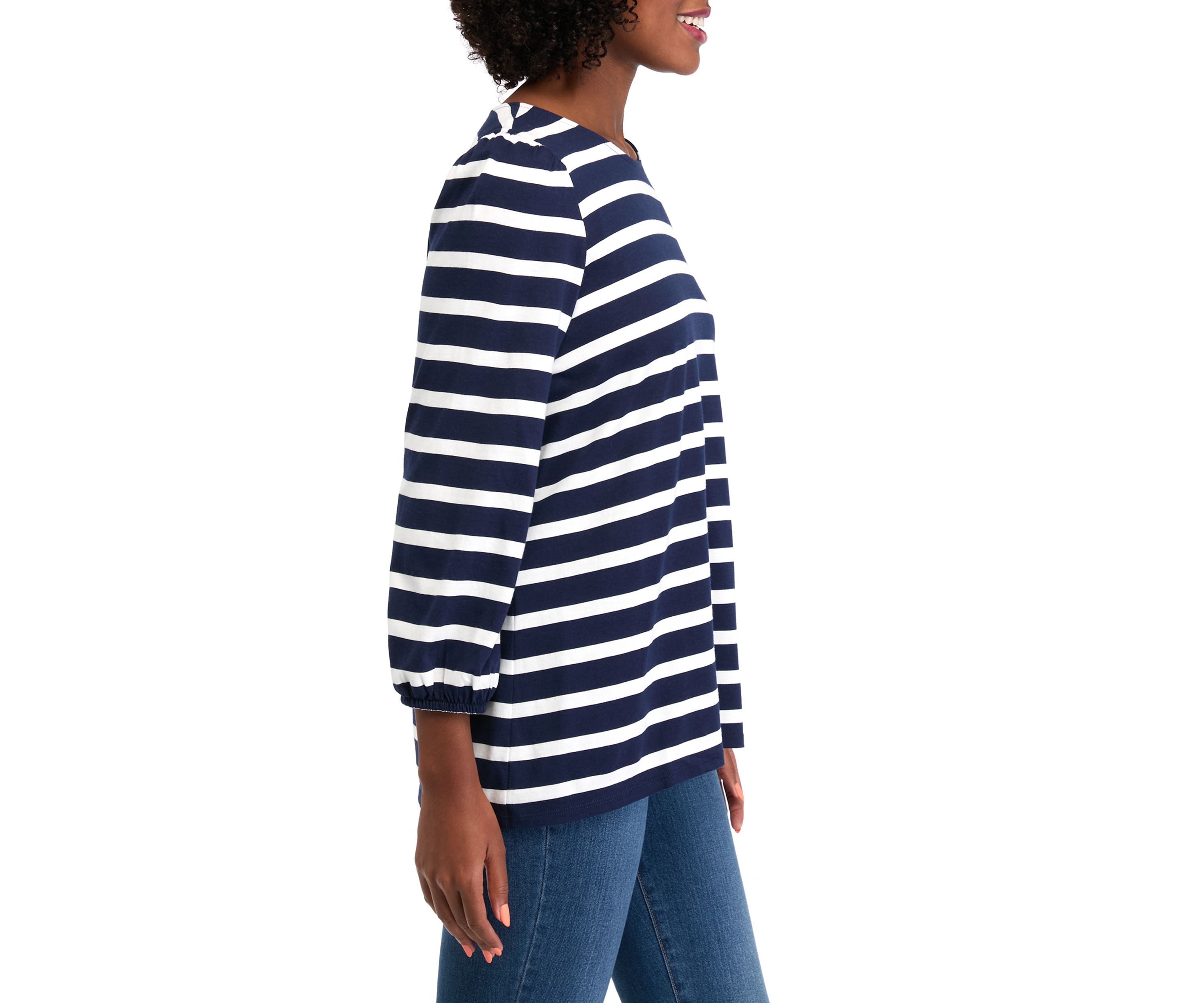 Womens Puff Sleeve Printed Top 