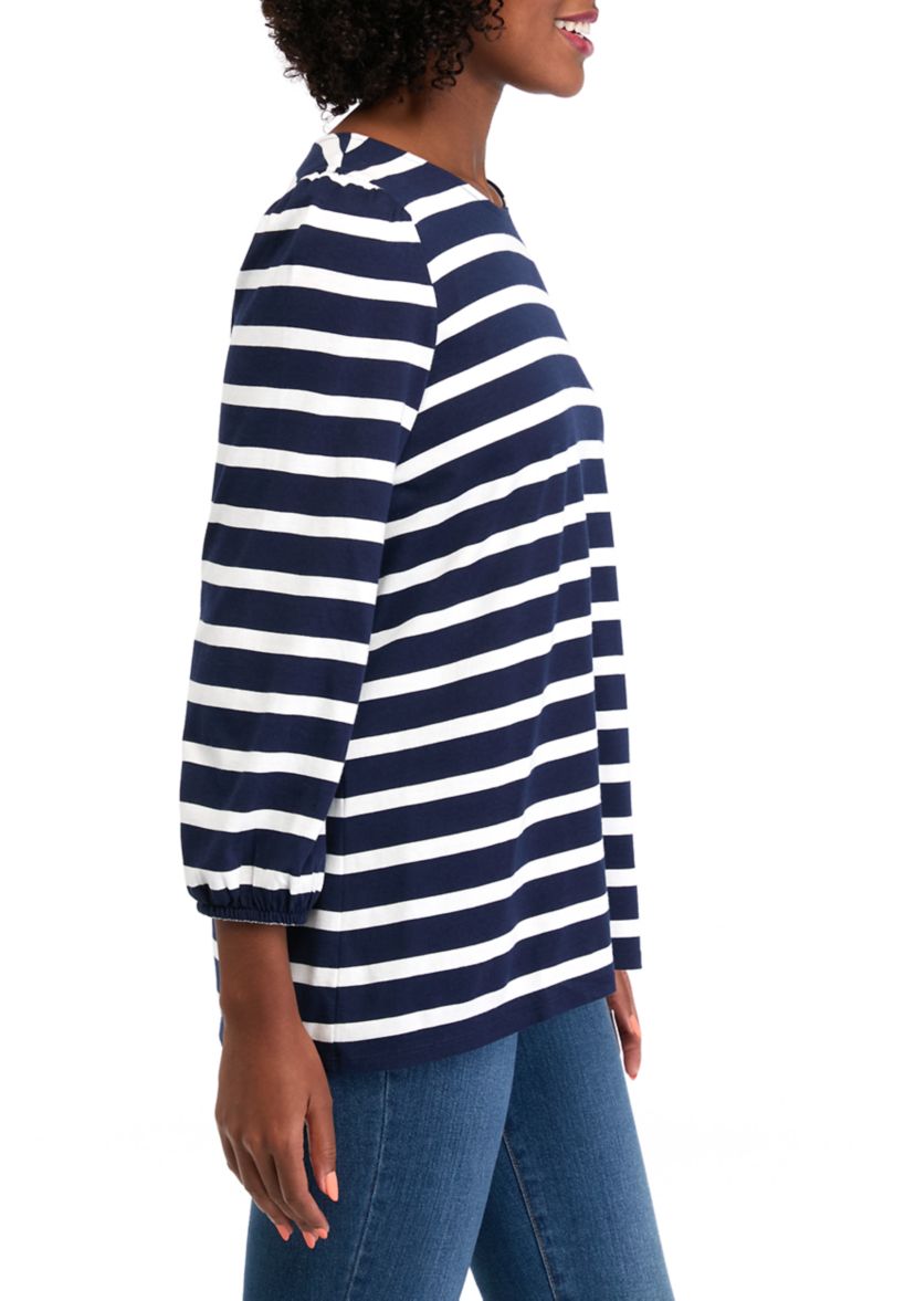 Womens Puff Sleeve Printed Top 