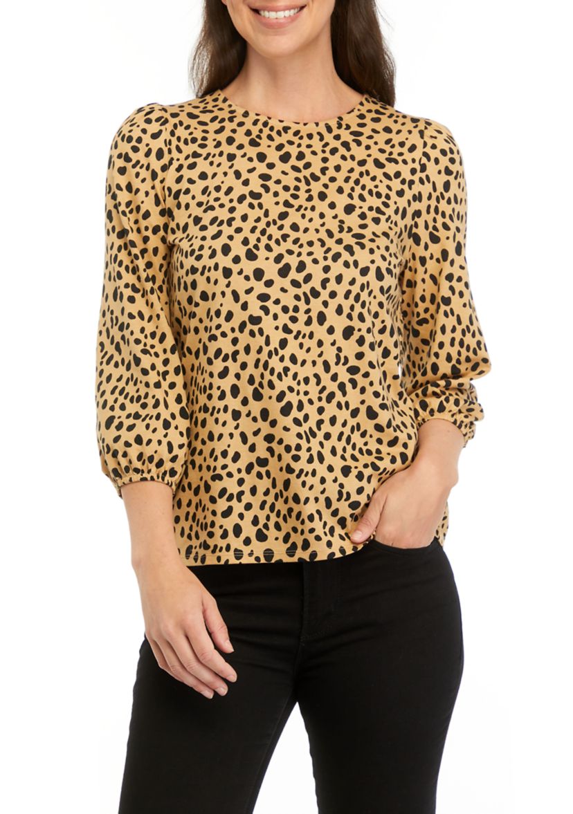 Womens Printed Blouson Sleeve Top