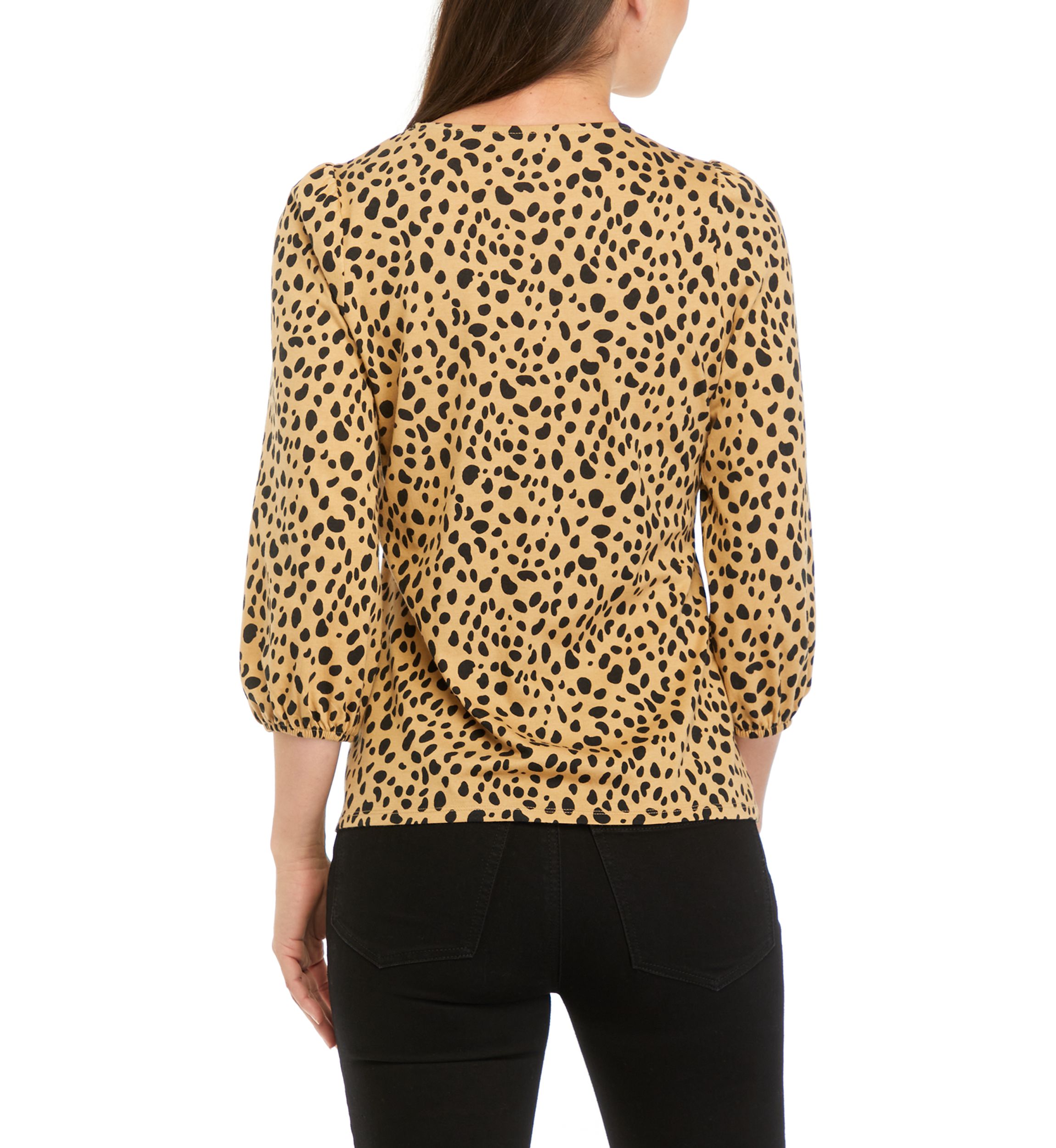 Womens Printed Blouson Sleeve Top