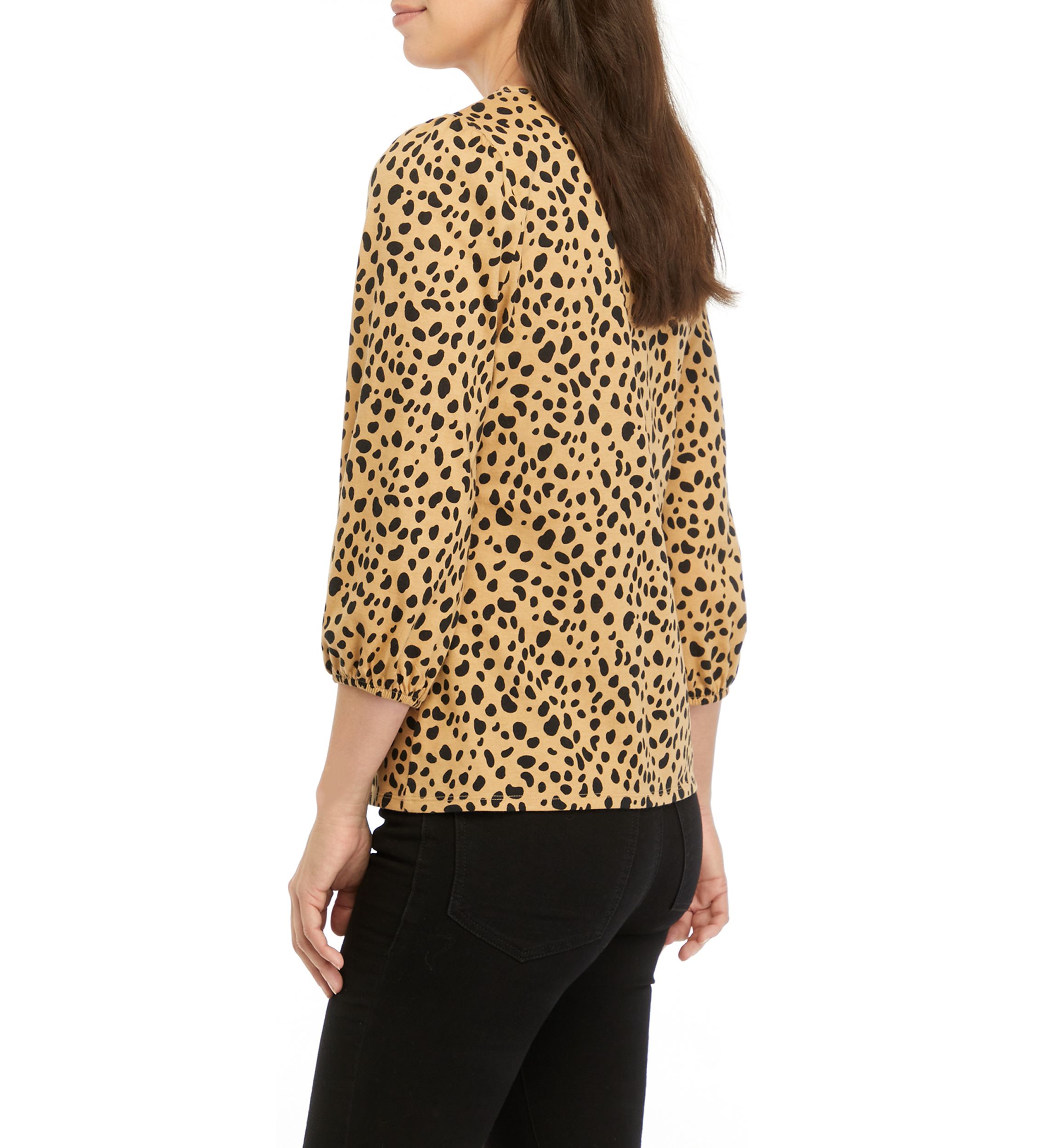 Womens Printed Blouson Sleeve Top