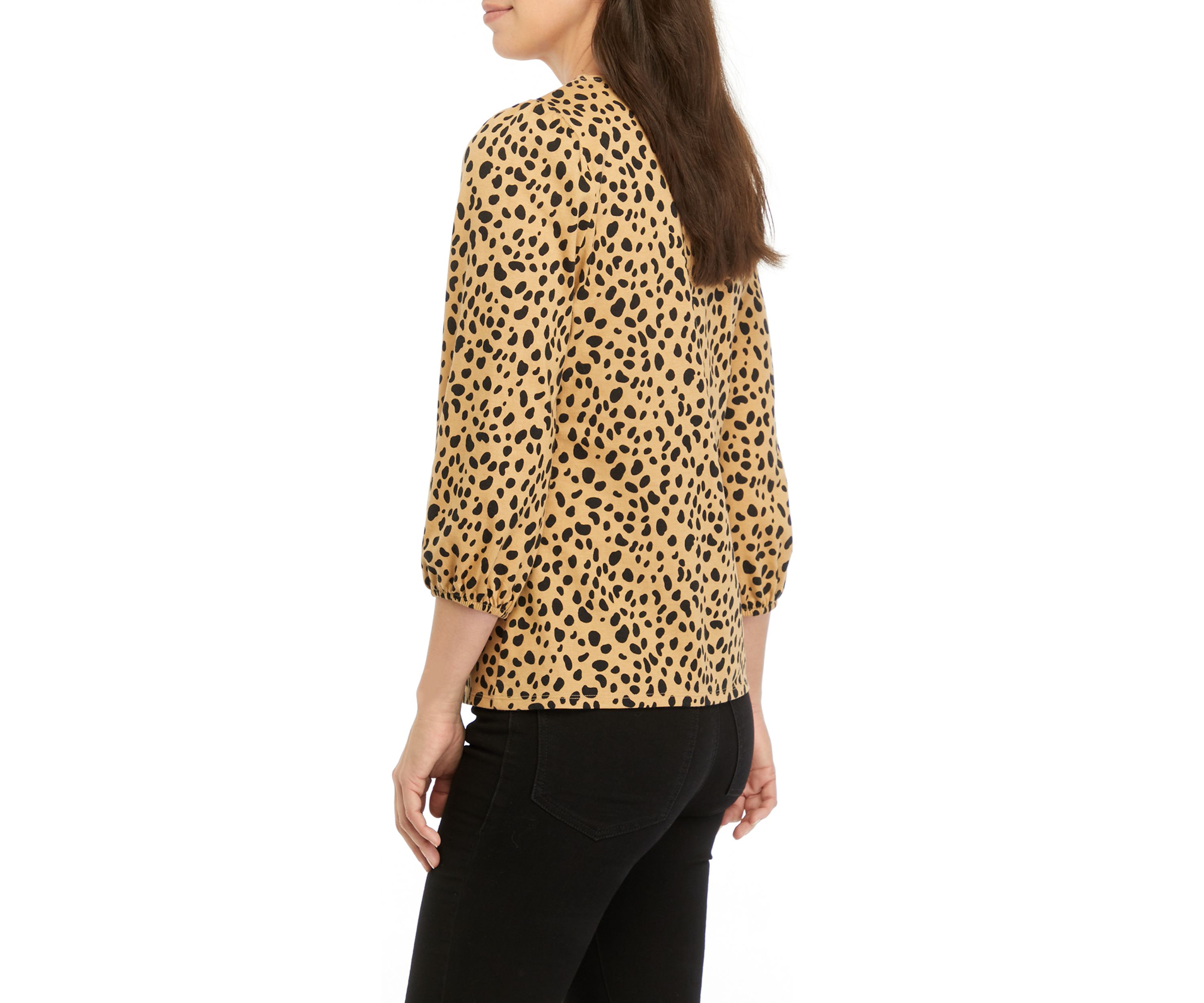 Womens Printed Blouson Sleeve Top