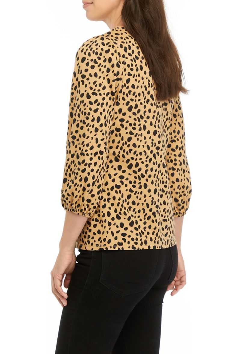 Womens Printed Blouson Sleeve Top