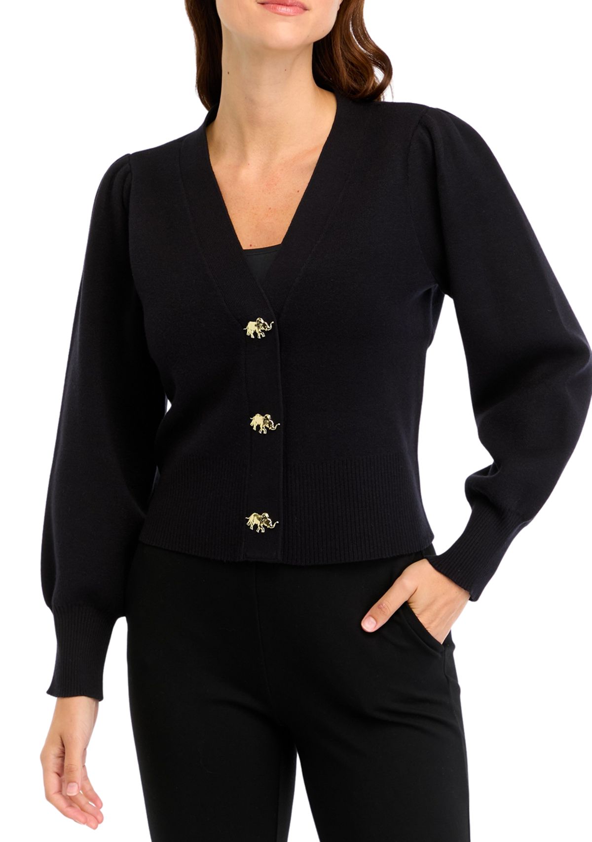 Womens Solid V-Neck Cardigan
