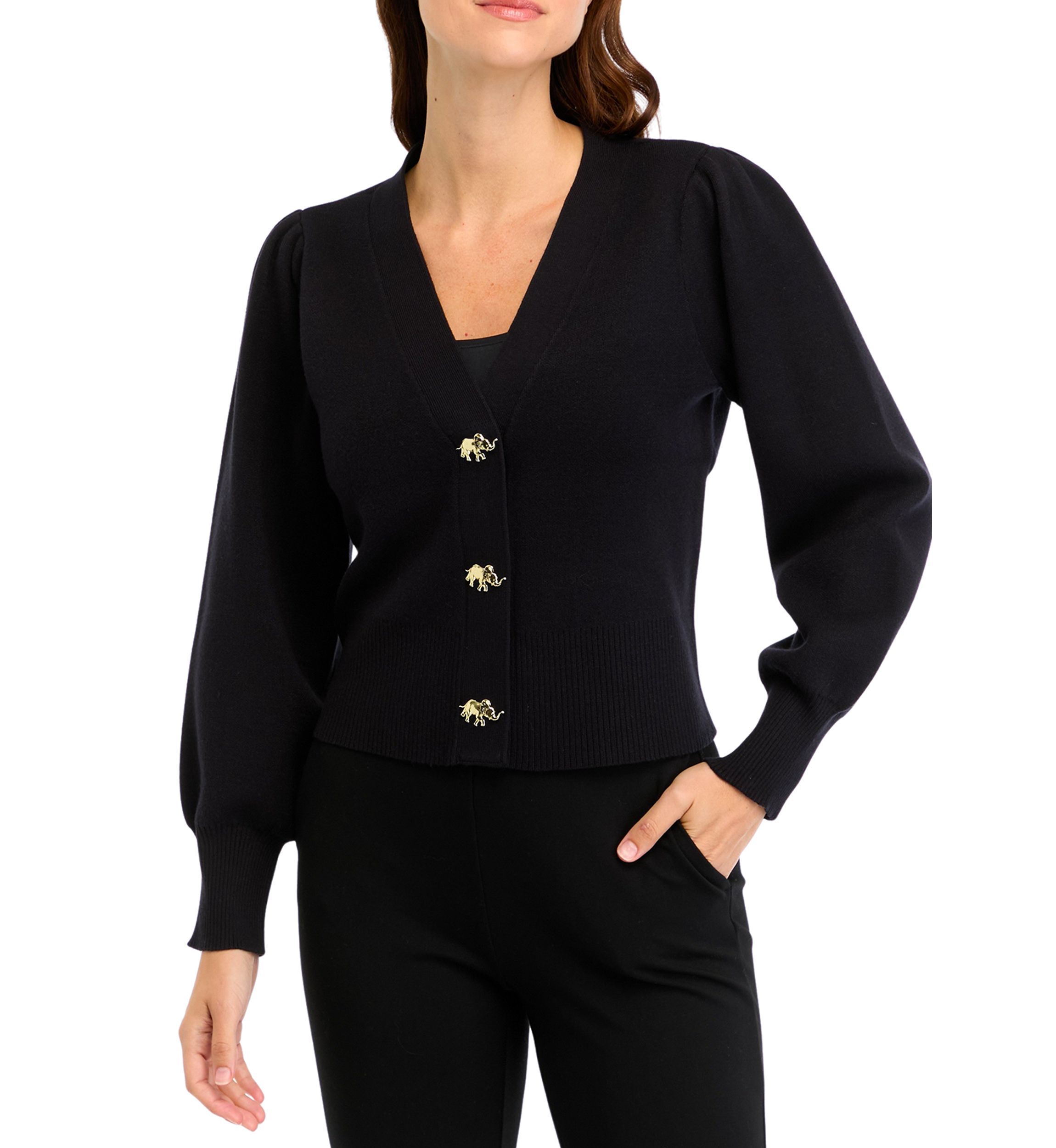 Womens Solid V-Neck Cardigan