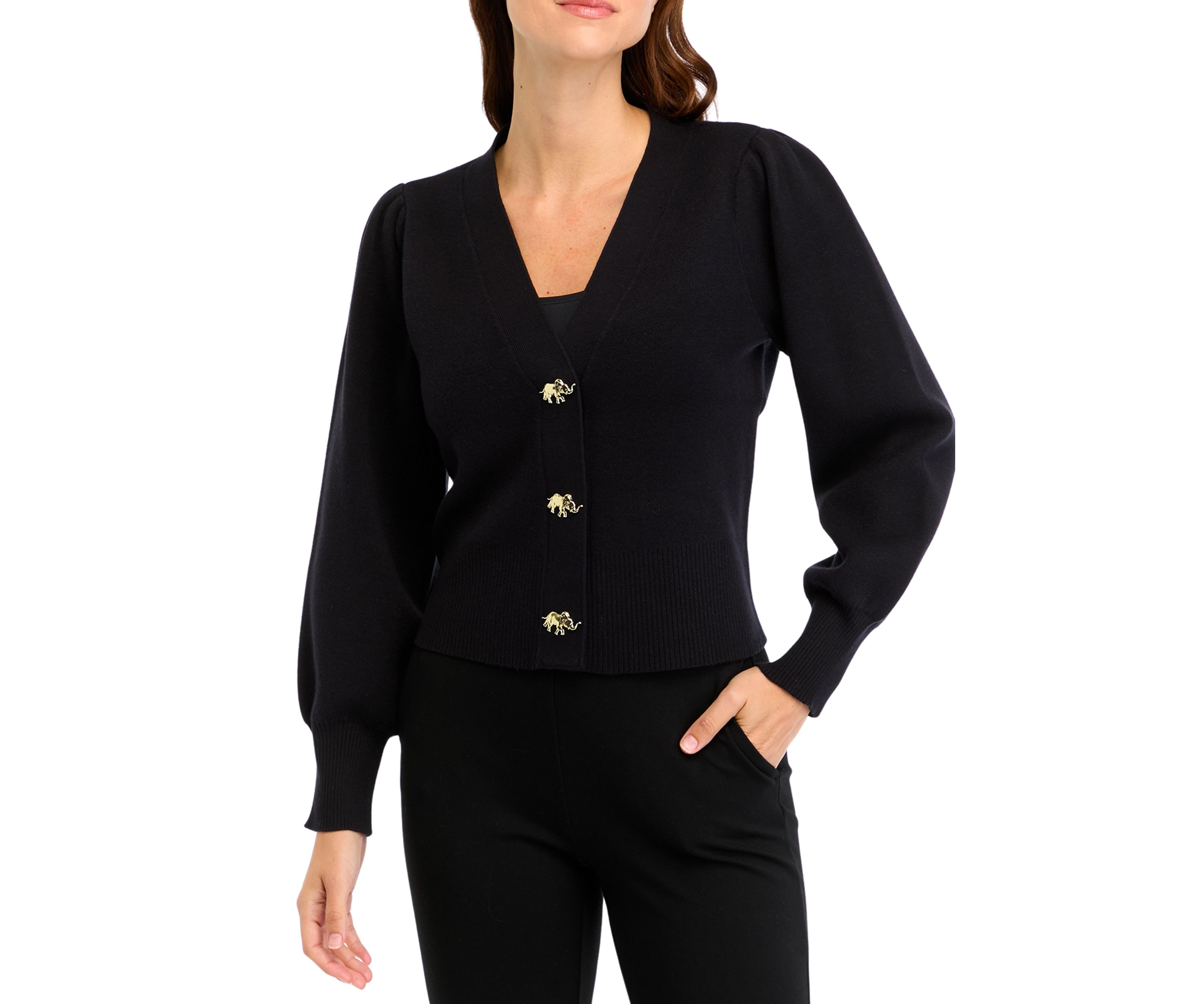 Womens Solid V-Neck Cardigan