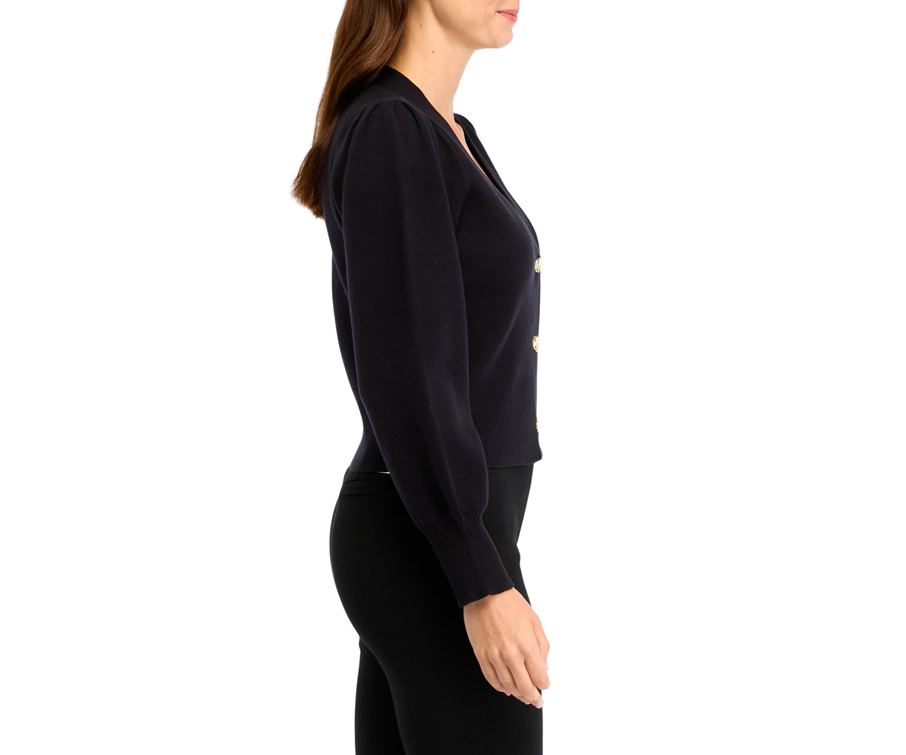 Womens Solid V-Neck Cardigan