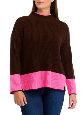 Crown & Ivy Women's Color Blocked Knit Sweater, XXL