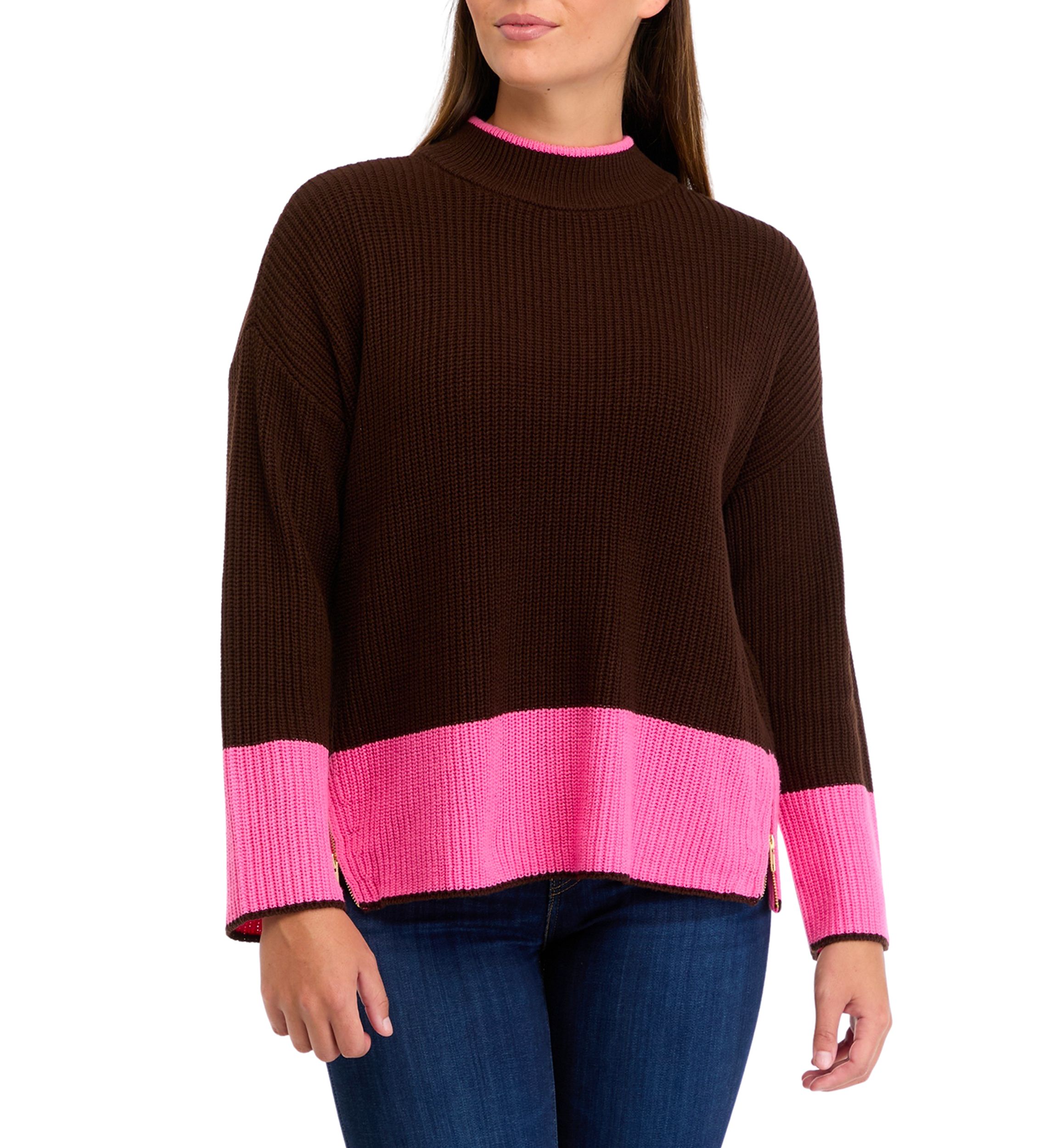 Womens Color Blocked Knit Sweater
