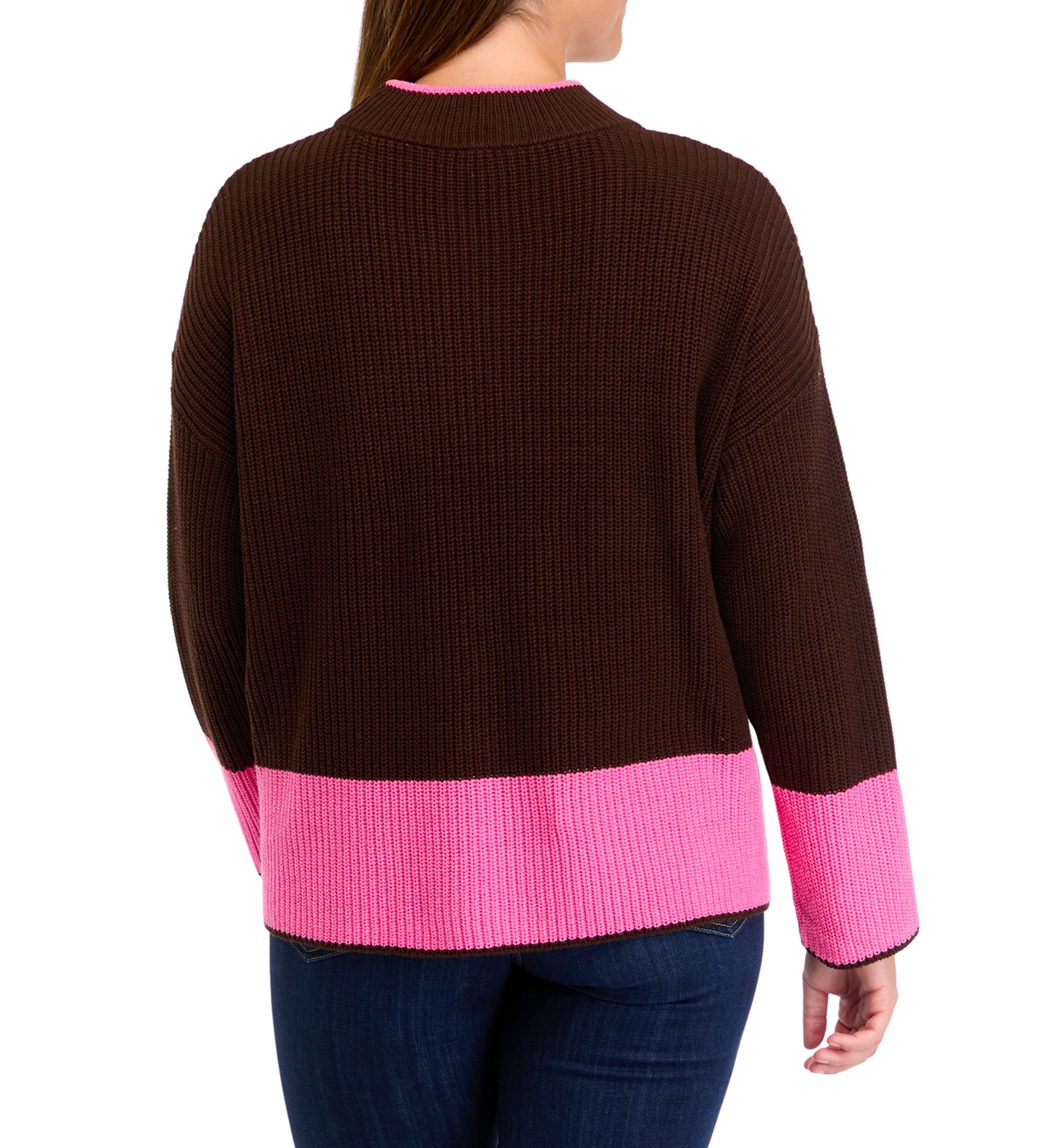 Womens Color Blocked Knit Sweater