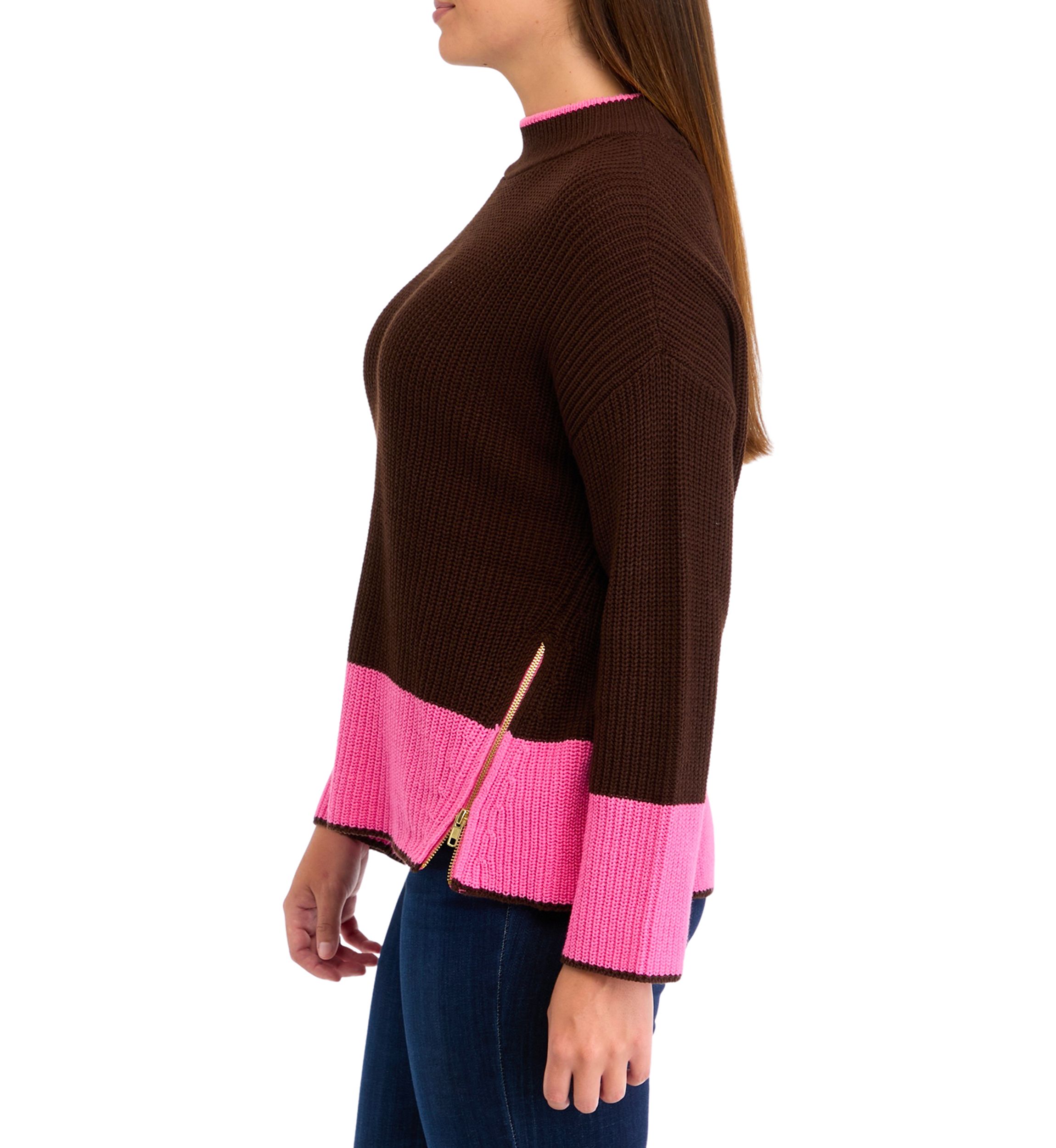Womens Color Blocked Knit Sweater