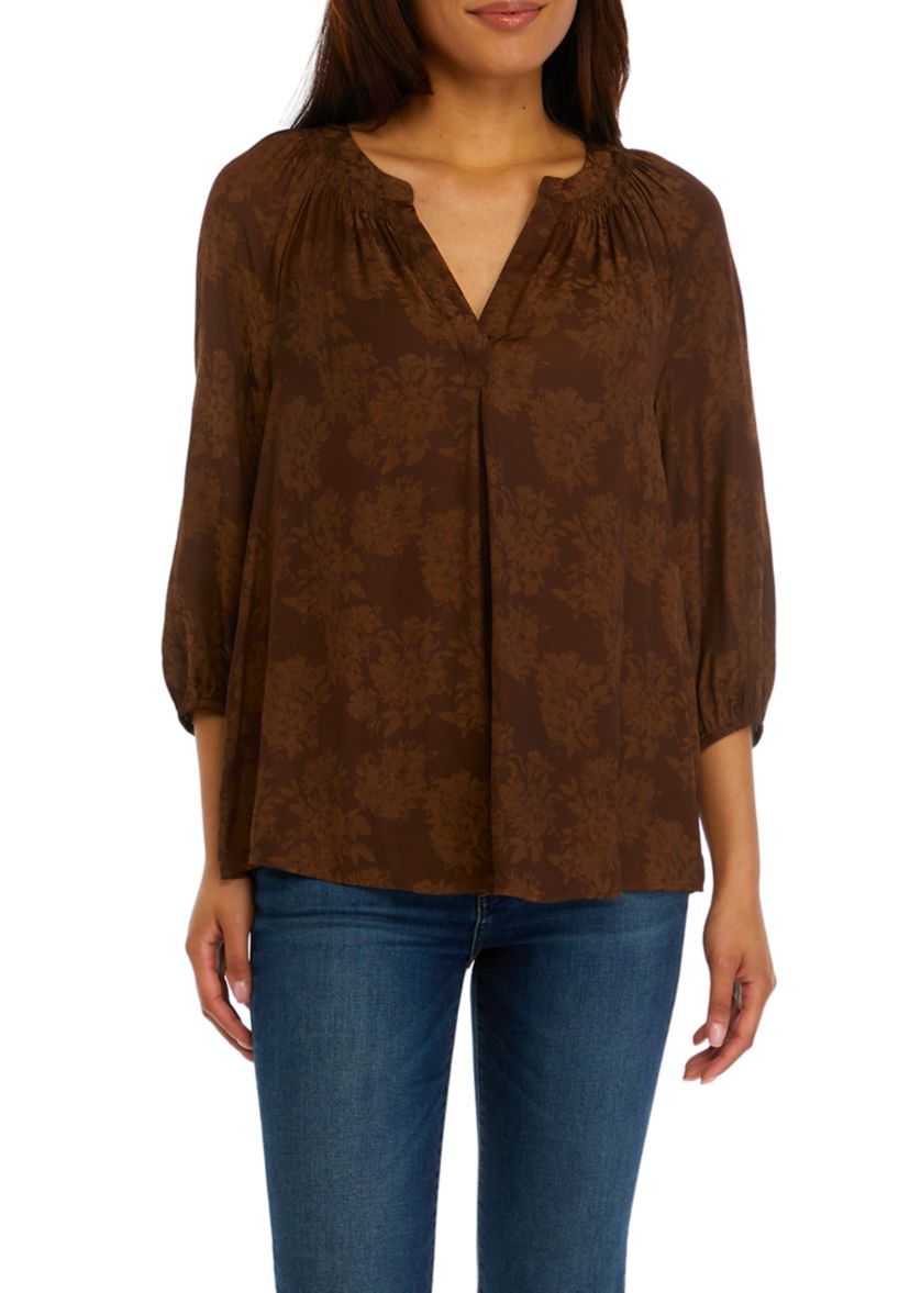 Womens Printed Peasant Top
