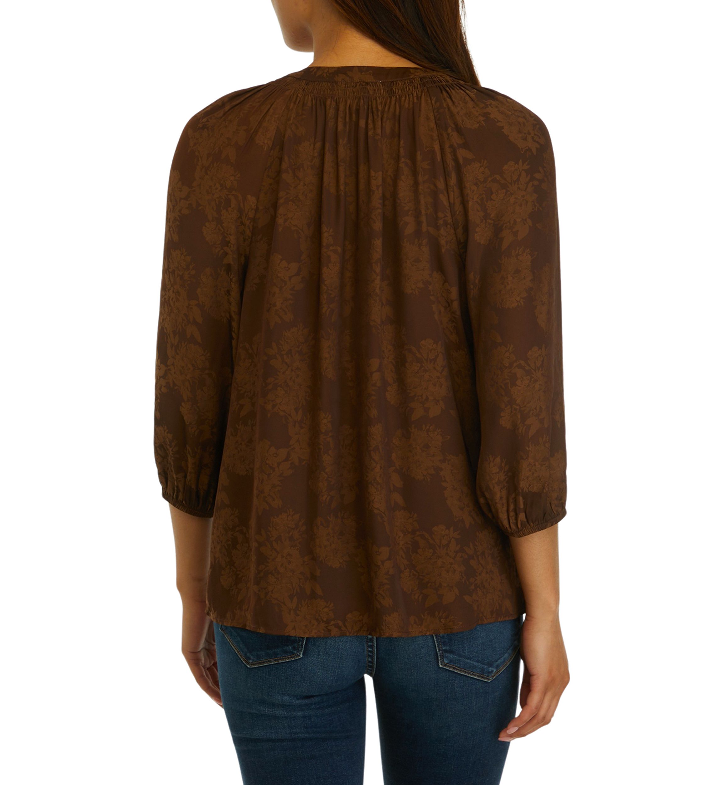 Womens Printed Peasant Top