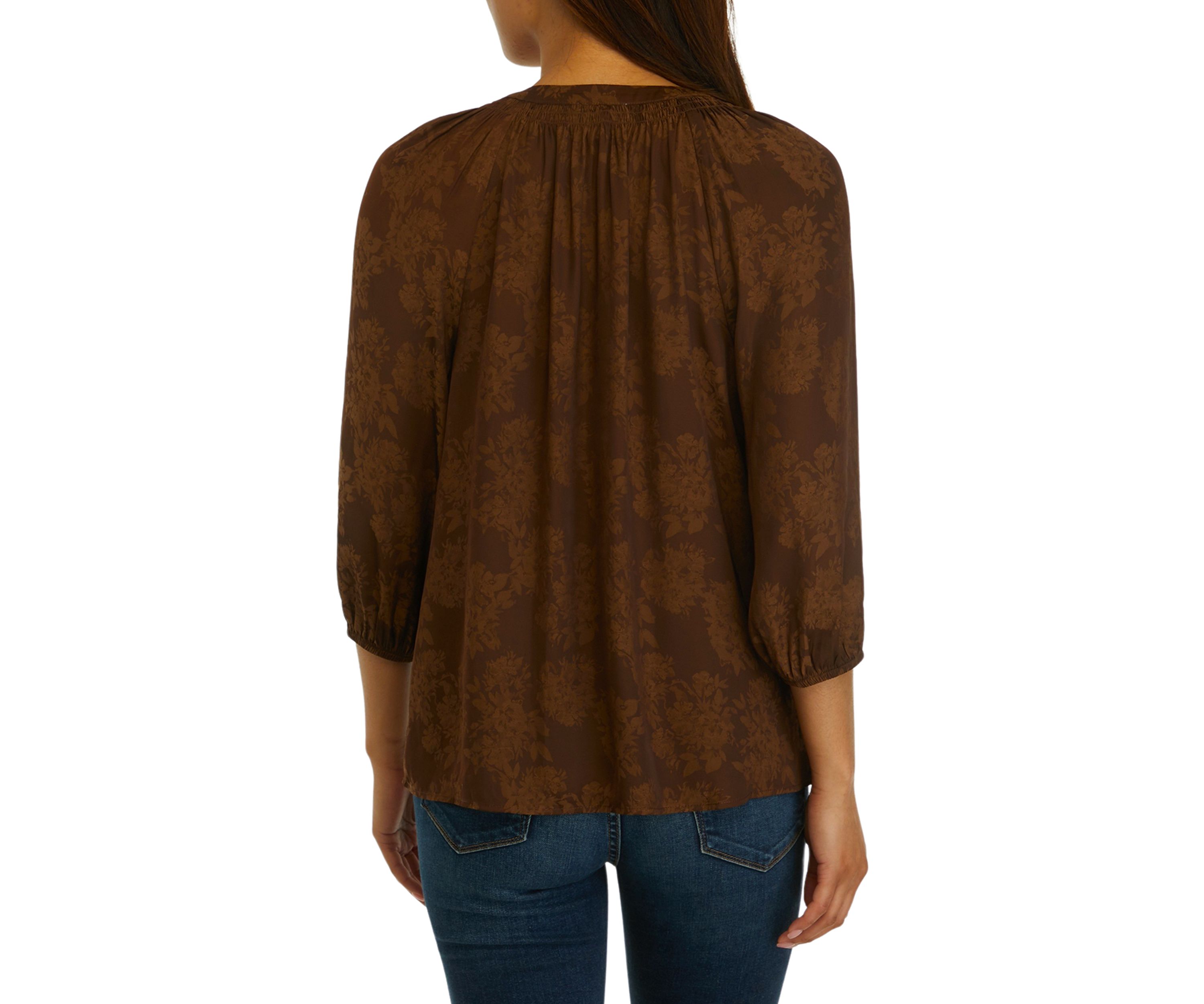 Womens Printed Peasant Top