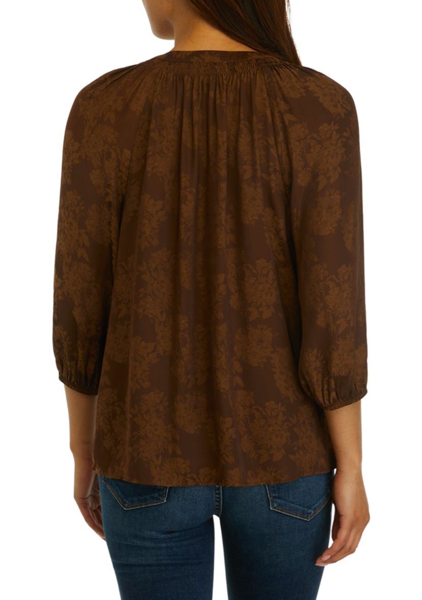 Womens Printed Peasant Top