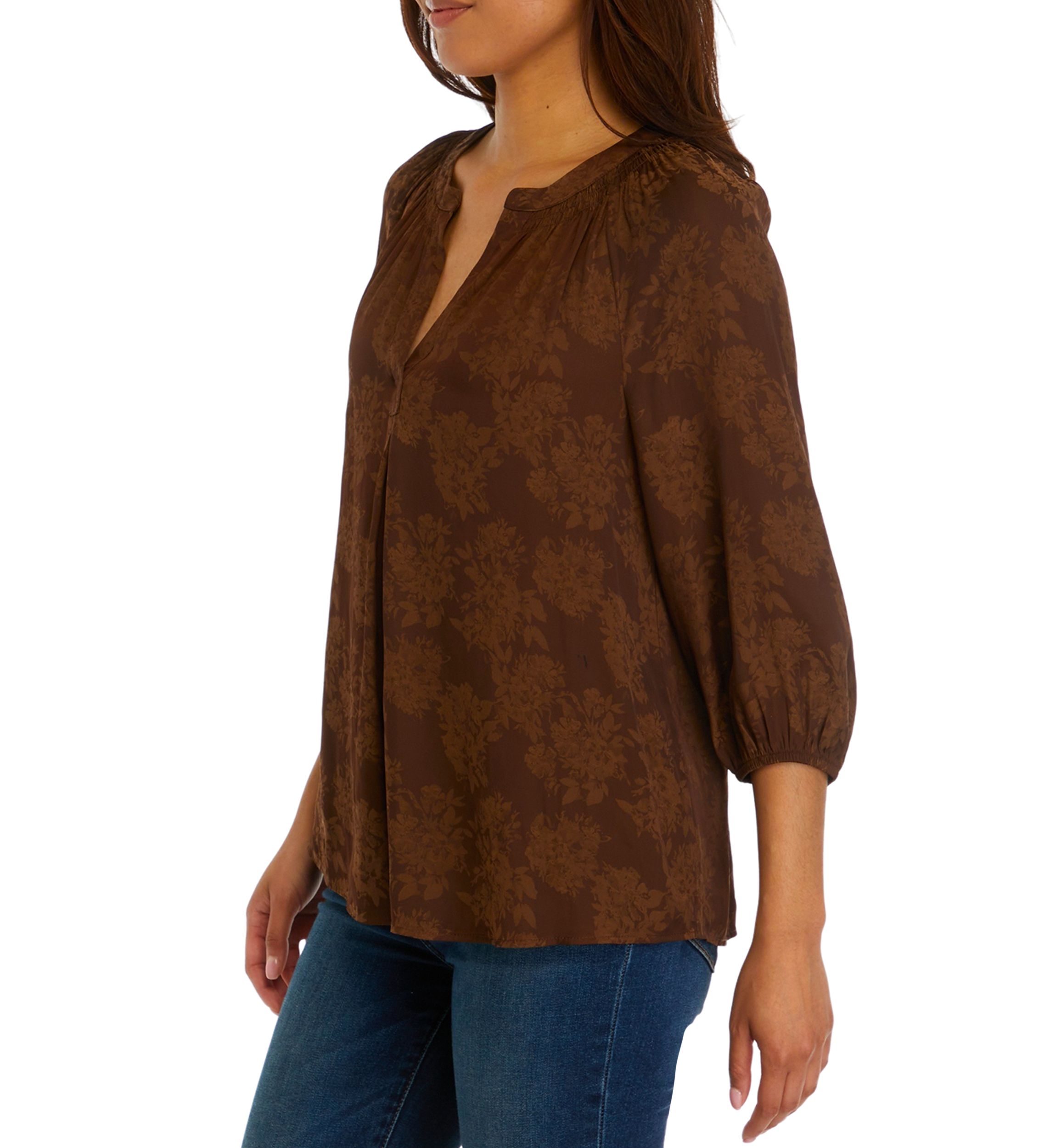Womens Printed Peasant Top