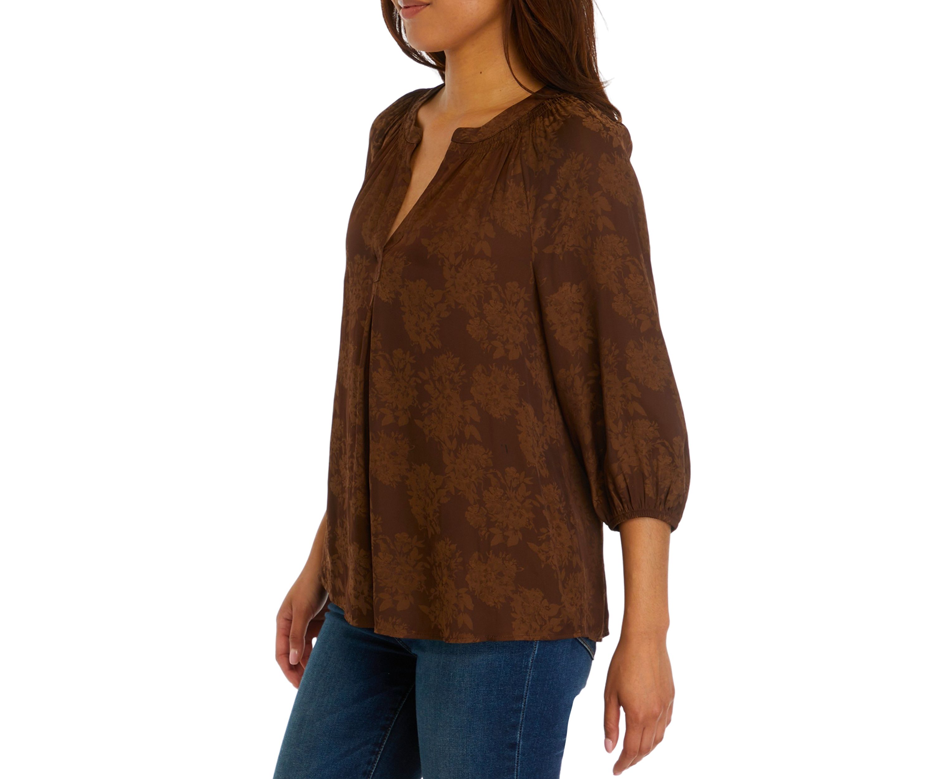Womens Printed Peasant Top