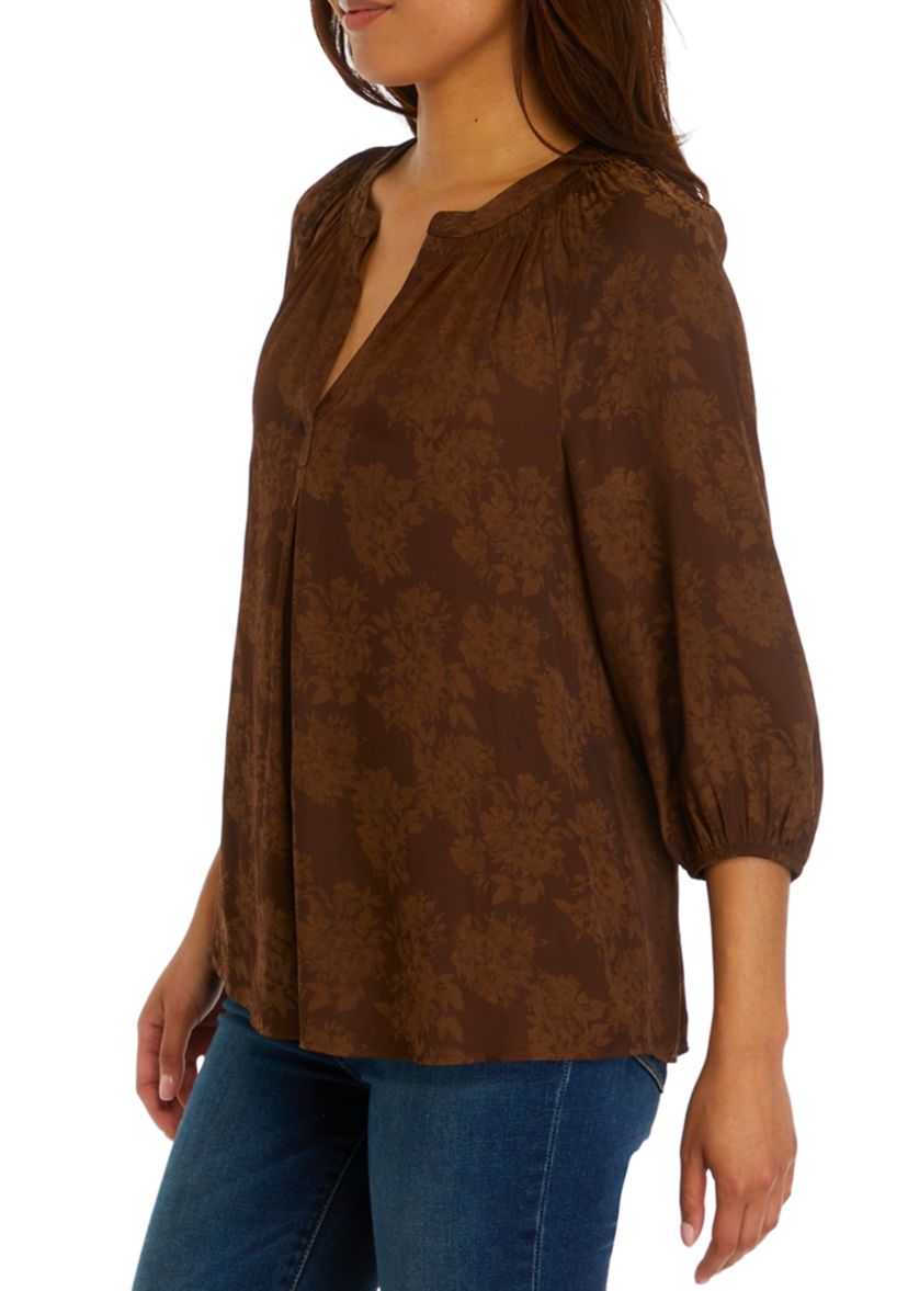 Womens Printed Peasant Top