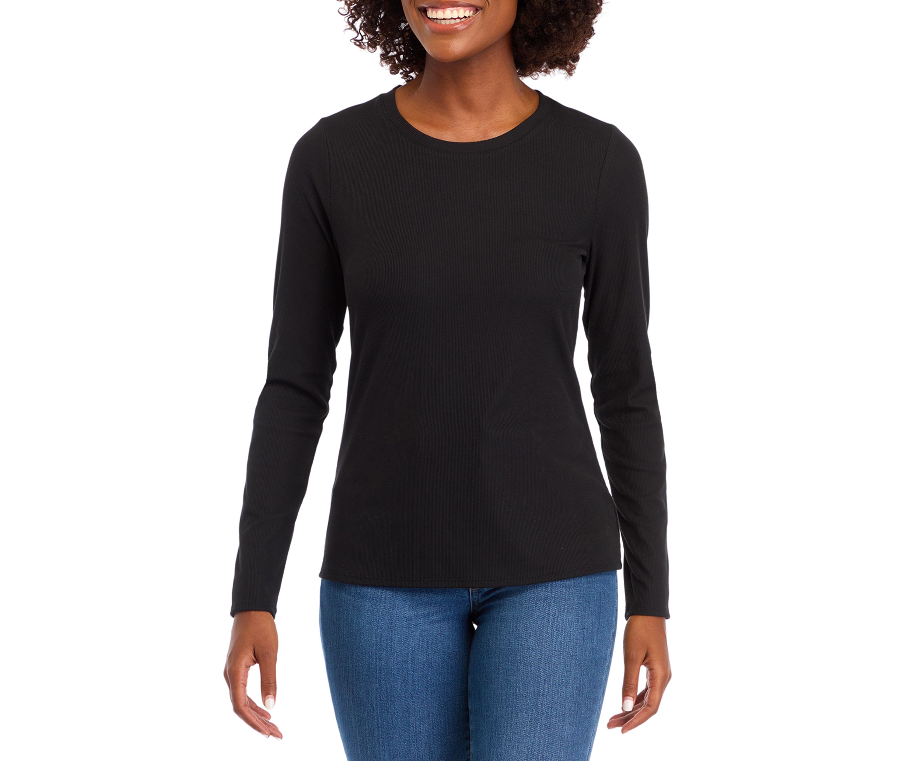 Long Sleeve Crew Neck Ribbed T-Shirt 