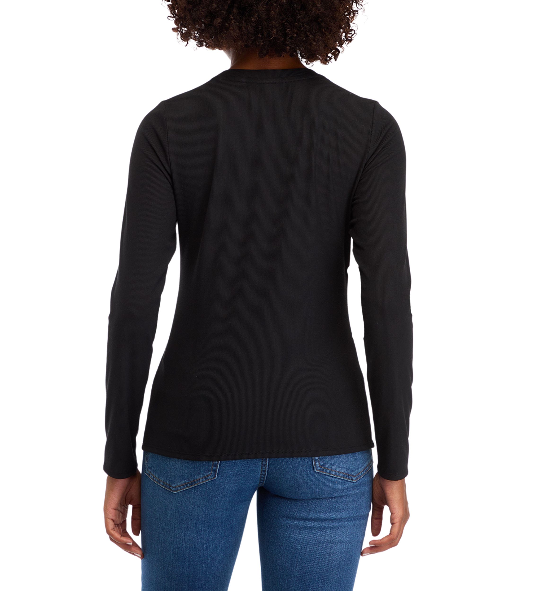 Long Sleeve Crew Neck Ribbed T-Shirt 