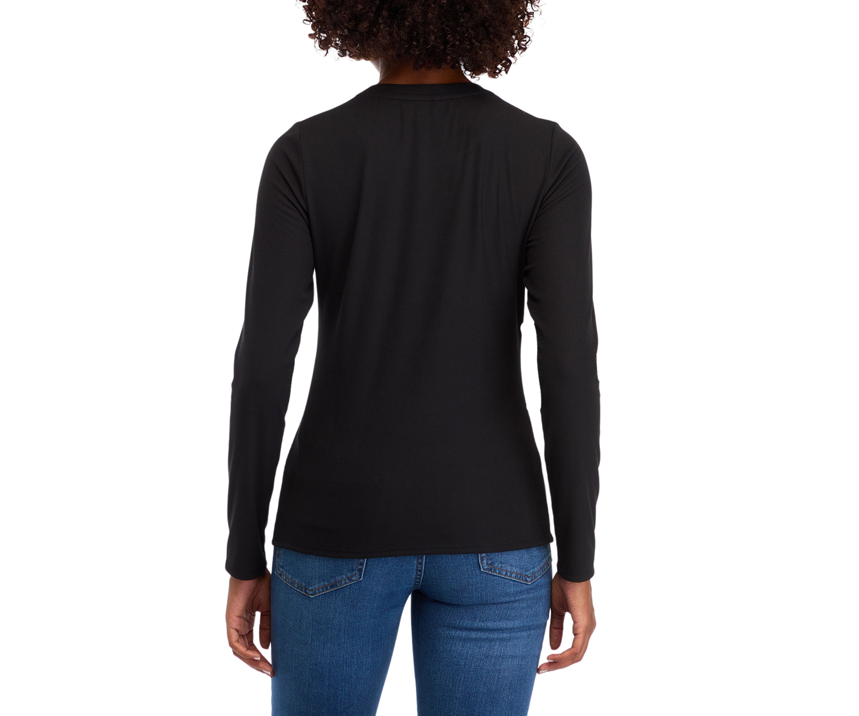 Long Sleeve Crew Neck Ribbed T-Shirt 