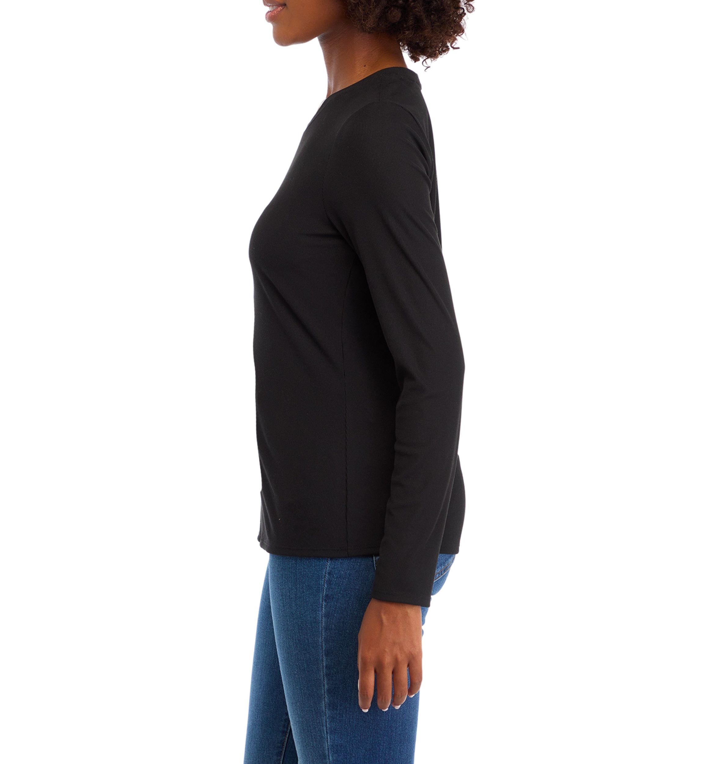 Long Sleeve Crew Neck Ribbed T-Shirt 
